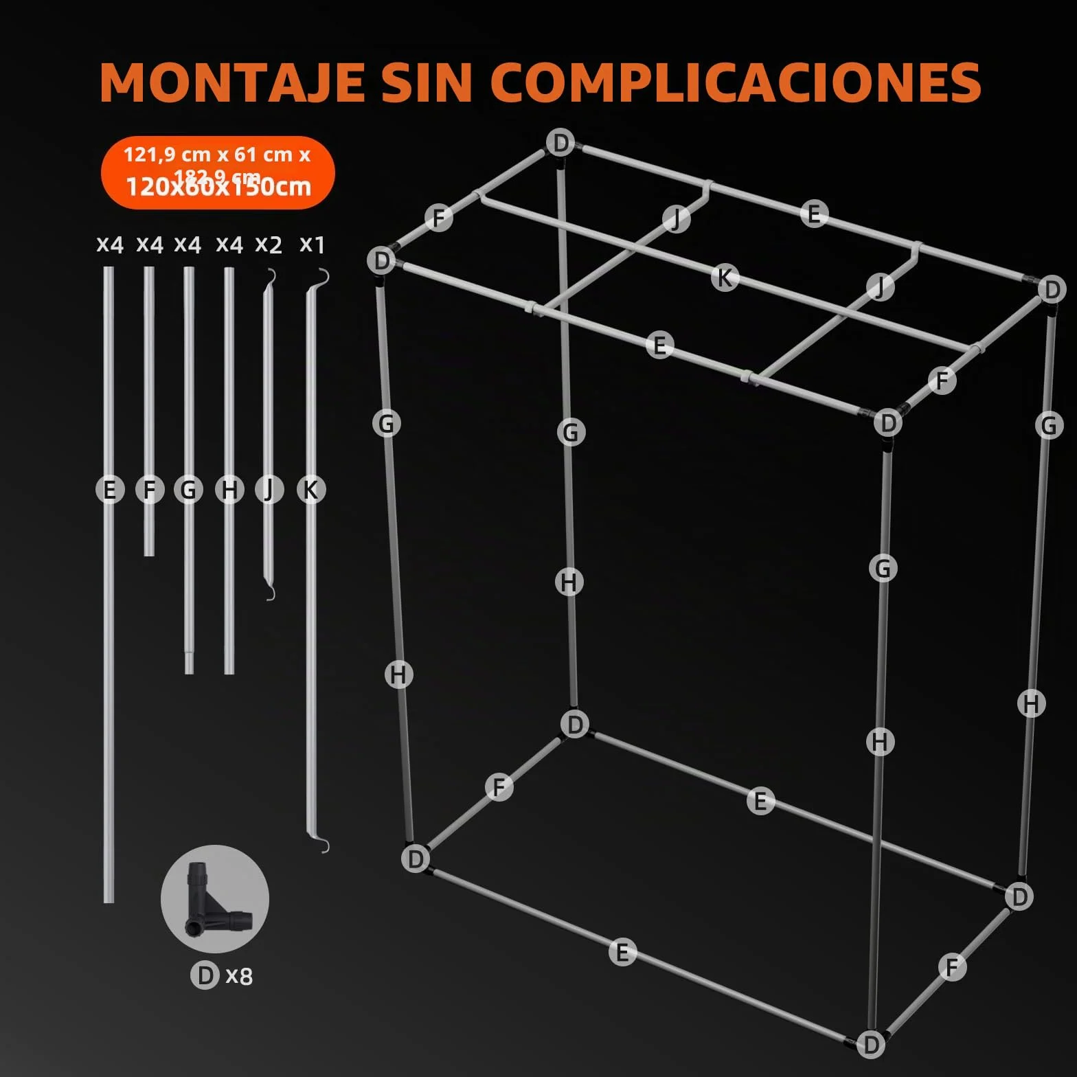 Spider Farmer Tienda de campaña de Cultivo de Grado Profesional 120x60x150cm Tienda de campaña hidropónica Gruesa Hecha de Lona de Mylar, para Cultivo en Interiores con SF2000 4x2x5 pies