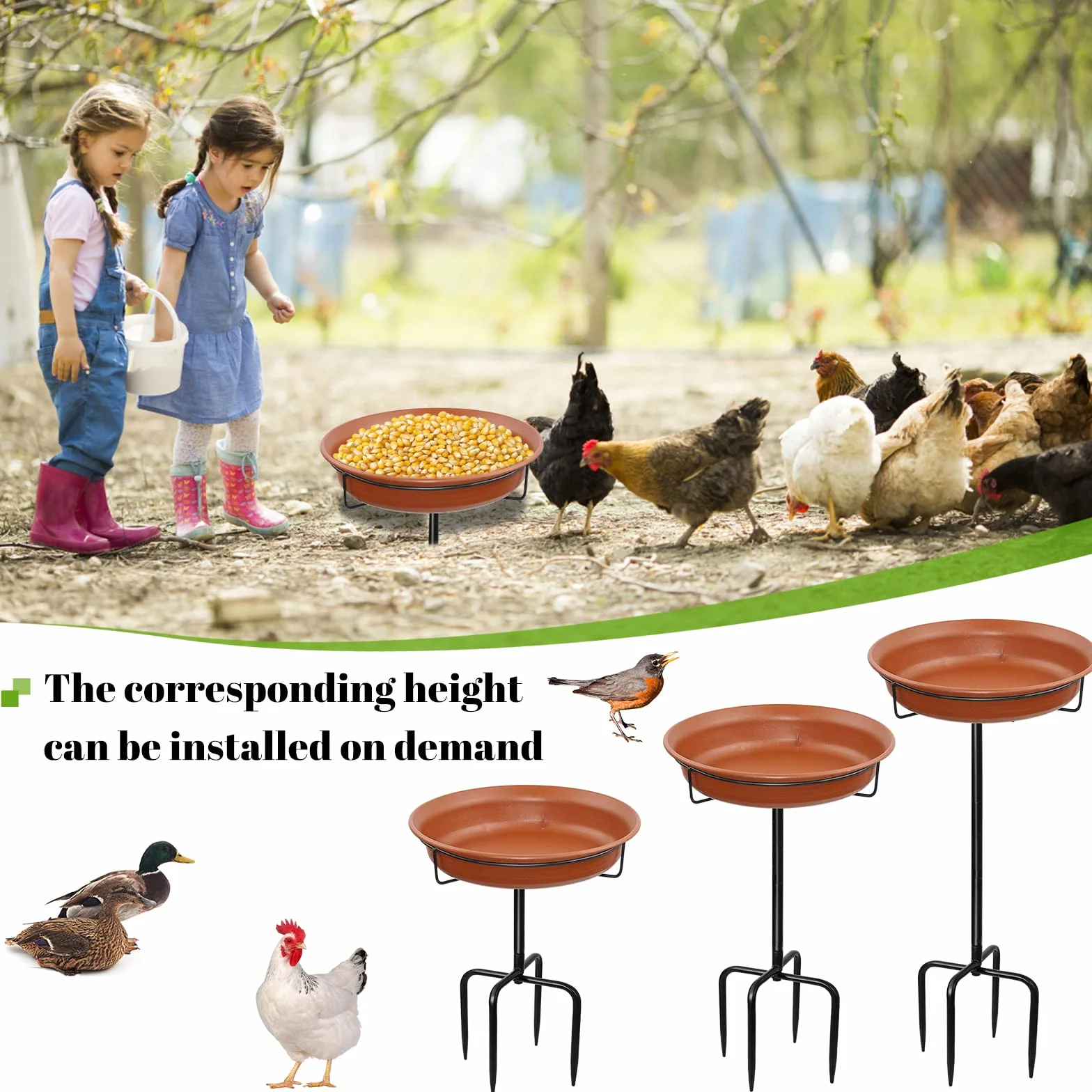 Bebedero para pájaros para baño de pájaros, cuenco de agua, de pie, alimento de jardín para aves silvestres, solución de comida de invierno a prueba de heladas