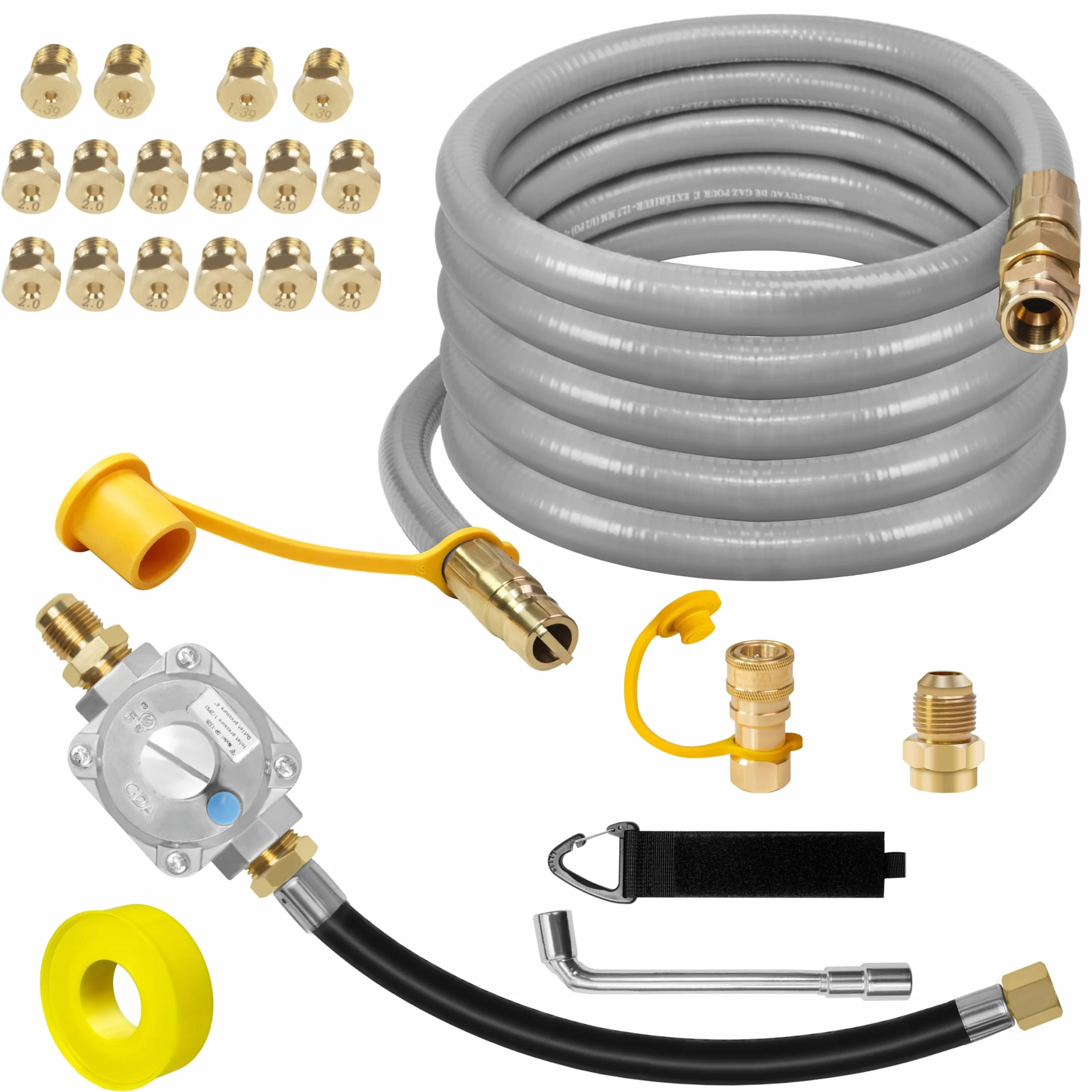 Kit de conversión de propano a gas natural de 10 pies para parrillas Weber Genesis, Genesis II, Spirit, Spirit II, incluye manguera de gas natural de 1,27 cm con regulador y orificio