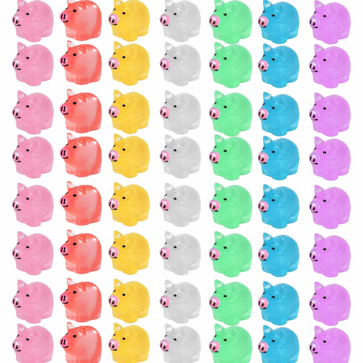 56 Piezas Mini Cerditos de Resina, Mini Cerditos Luminosos, Coloridos Mini Cerditos Resina, Pequeño Cerdito de Resina para Jardín para Casa de Muñecas, Manualidades, Macetas, Decoración de Paisajes