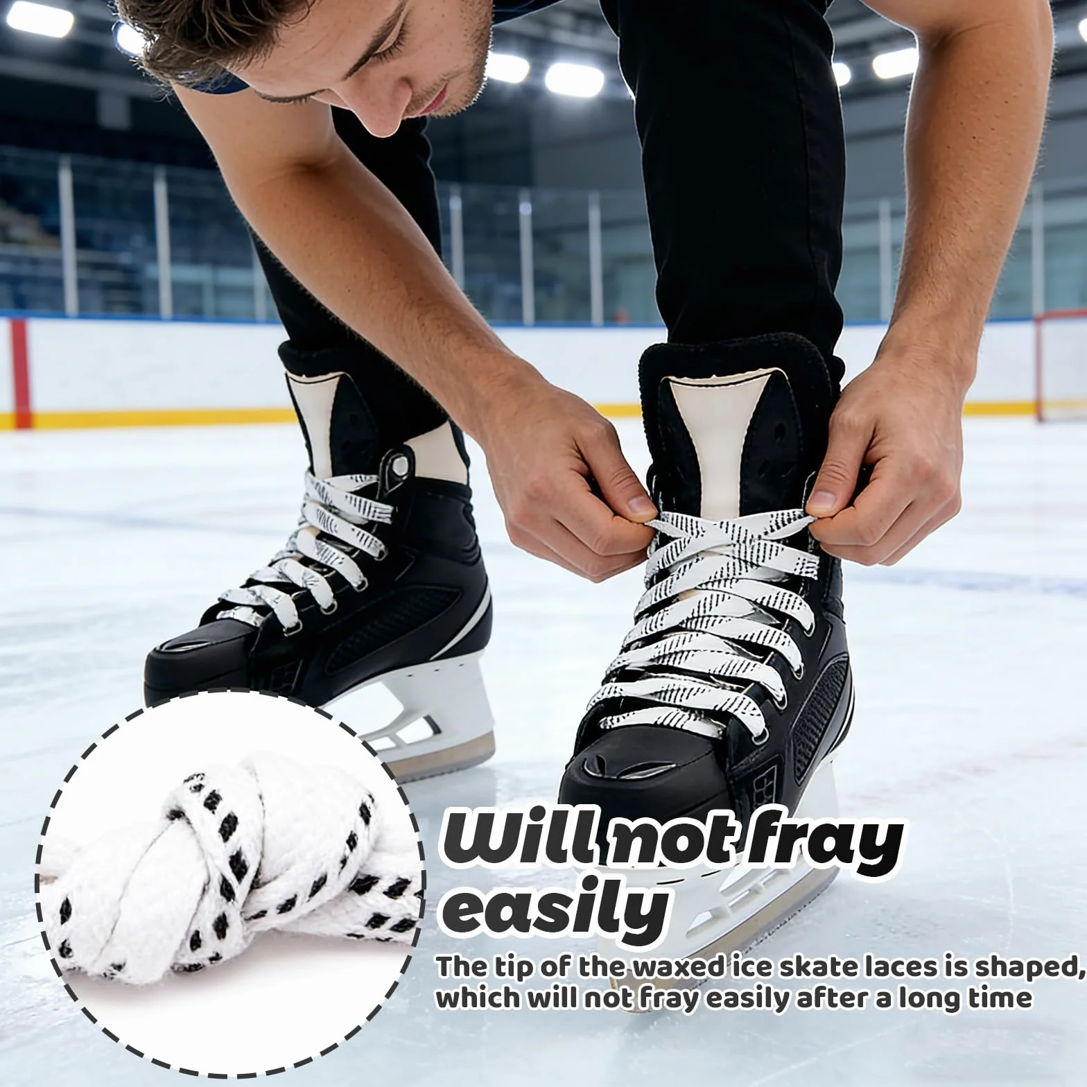 Cordones de Hockey sobre Hielo Encerados 244cm para Patines de Hockey y Roller Derby