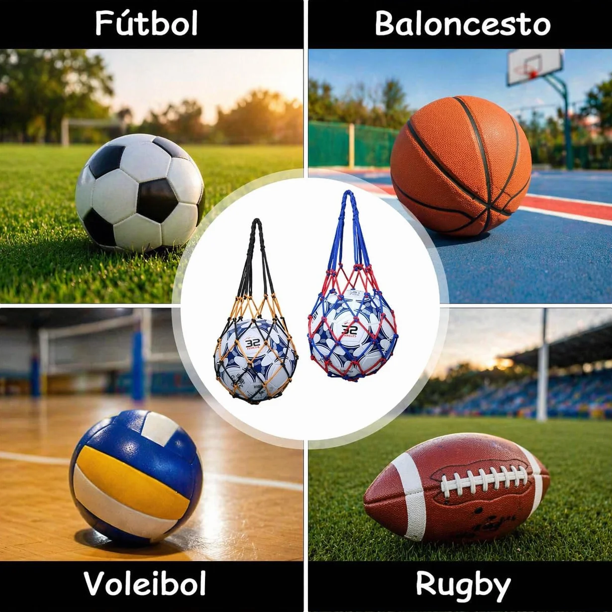 Bolsa para Balón Portátil con Agujas Inflables, Baloncesto Voleibol Playa