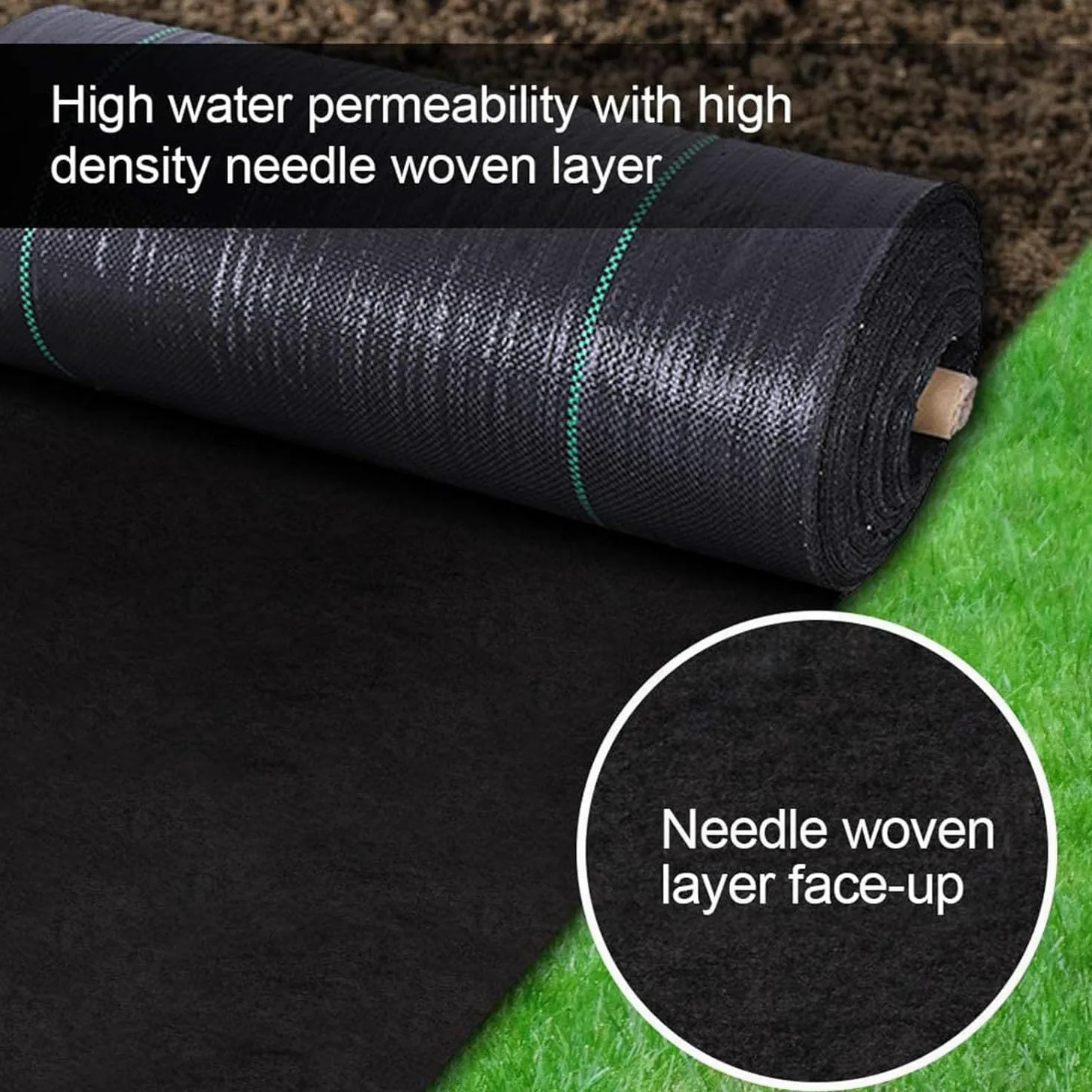 Malla Antihierbas 2m x 100m, 90 g/m² Malla contra Malas Hierbas, Tela Antihierbas, Geotextil, Protección césped Artificial, Lona antimalezas jardín, Anti-UV, Negro