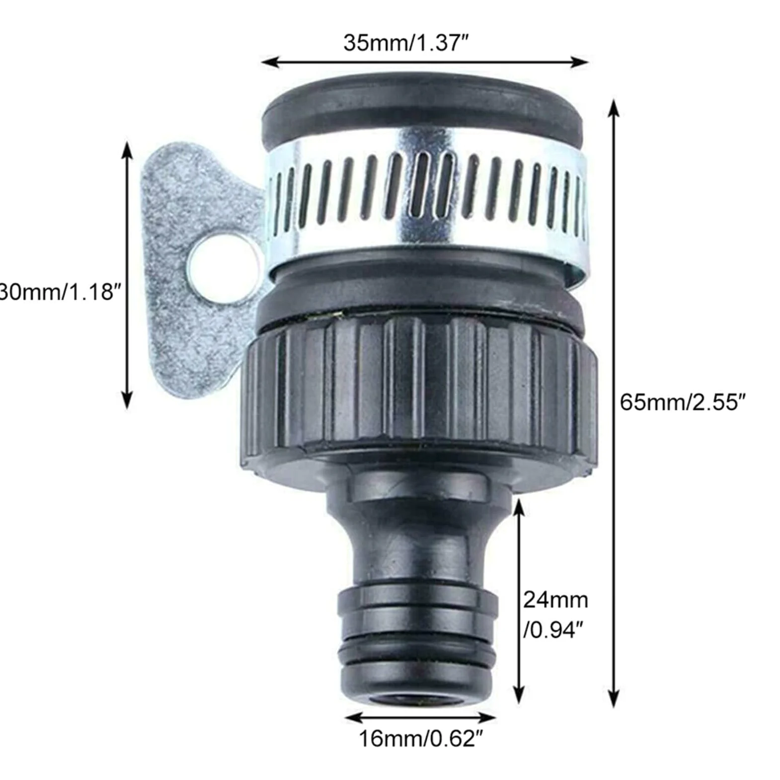 Adaptador de conector de grifo de jardín, para grifos mezcladores de cocina de interior de acero inoxidable y plástico a manguera de jardín de entre 18 y 24 mm