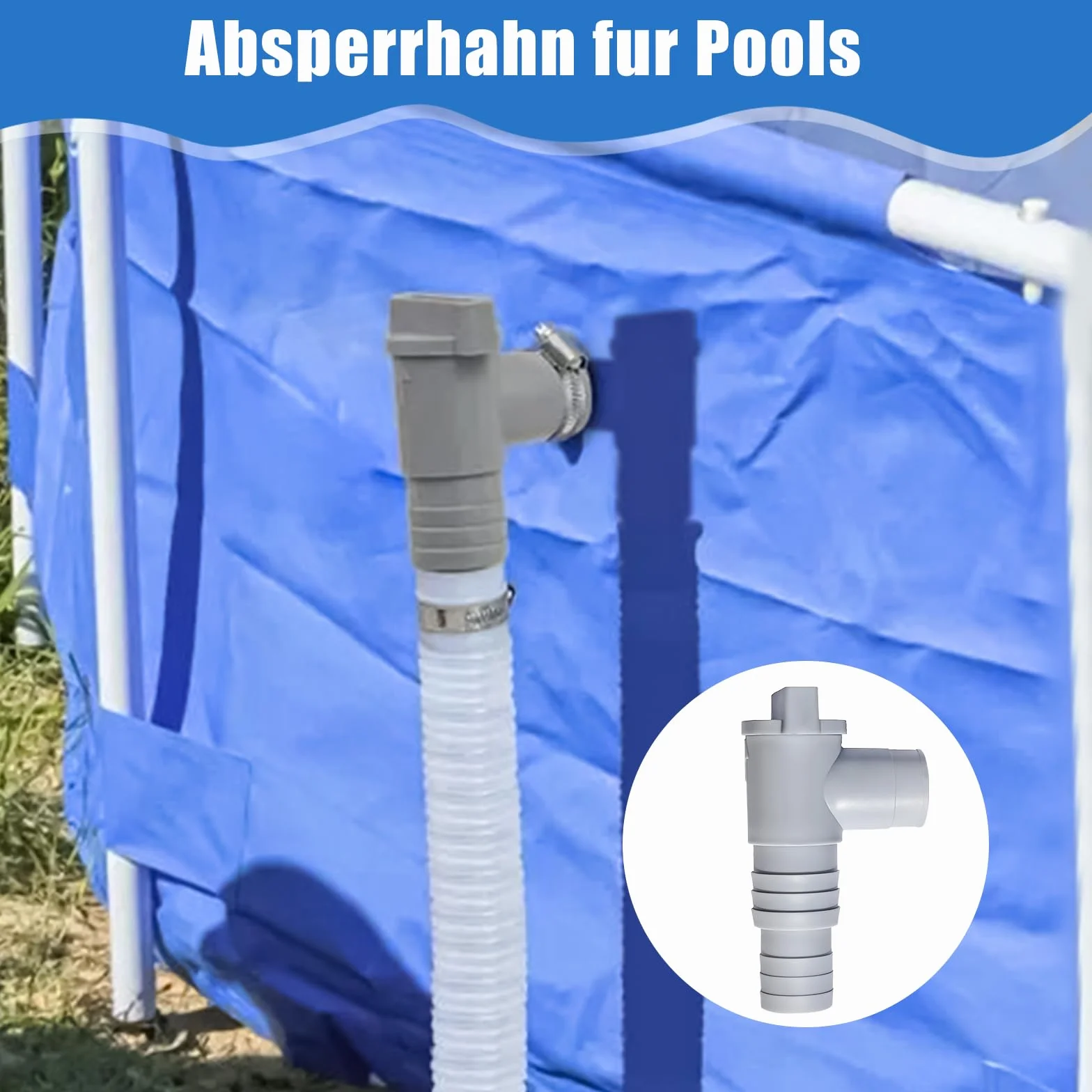 Forhome 2 Válvula de Cierre para Piscinas,Conexión de Manguera de 32 mm, Adaptador Manguera Piscina,Adaptador de Manguera de Piscina, Juego de conexión de Accesorios de Piscina de 32 mm