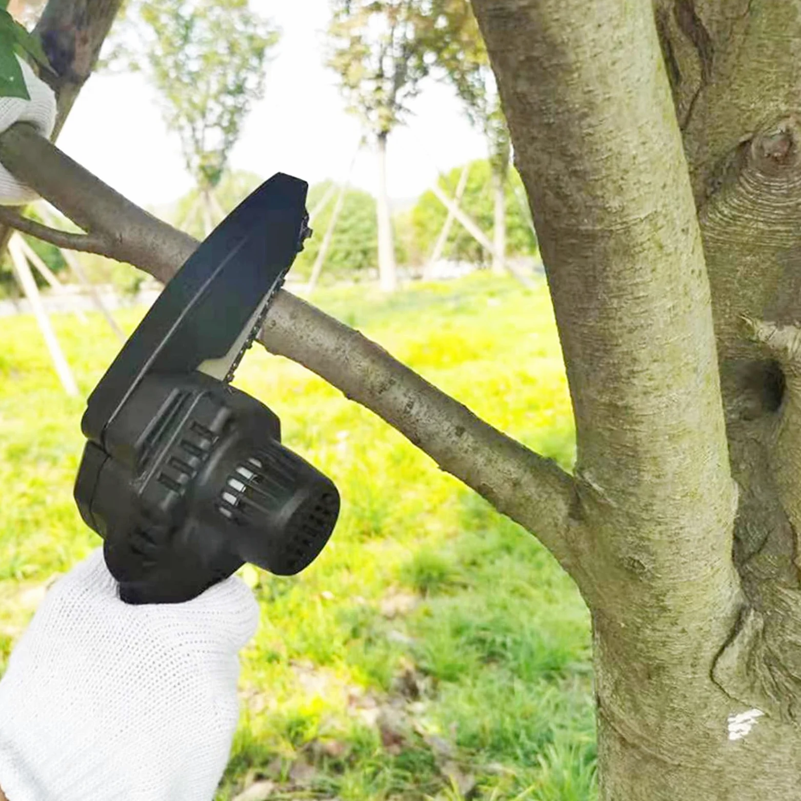 Motosierra de Mano inalámbrica, Mini Sierra de Cadena eléctrica portátil de 4 Pulgadas, Tijeras de podar, Motosierra para Patio y jardín, Rama de árbol, Corte de Madera