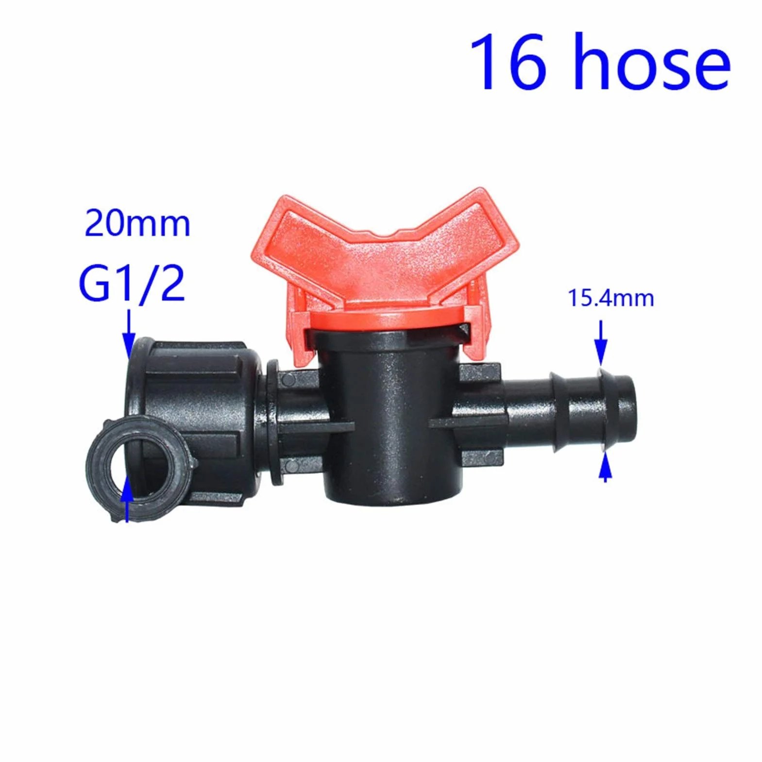 Accesorios de riego por goteo Herramientas for sistemas de riego de jardinería, rosca hembra de 1/2" 3/4" a manguera de 16 mm 20 mm, grifo de jardín, válvula de riego de manguera de 1/2" 3/4", mini ad