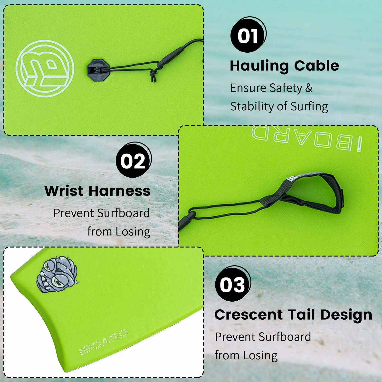 Tabla de bodyboard ligera de 41 pulgadas con cubierta de EPS y correa para adultos y adolescentes