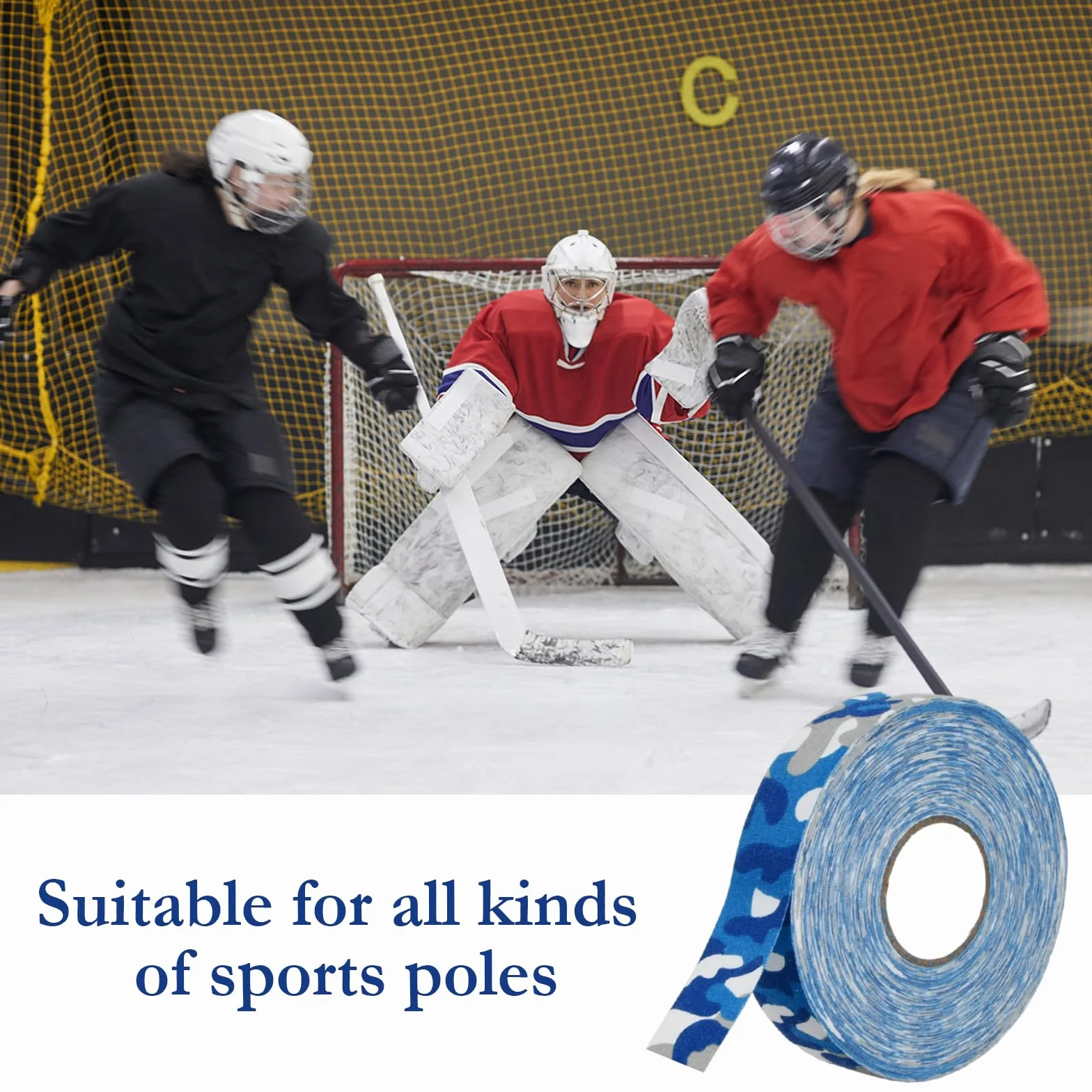 Cinta de Hockey Rollo 2.5cm*25m Adhesiva Agarre Palo Hockey Hielo Mangos Raquetas Squash Tenis Bádminton Golf