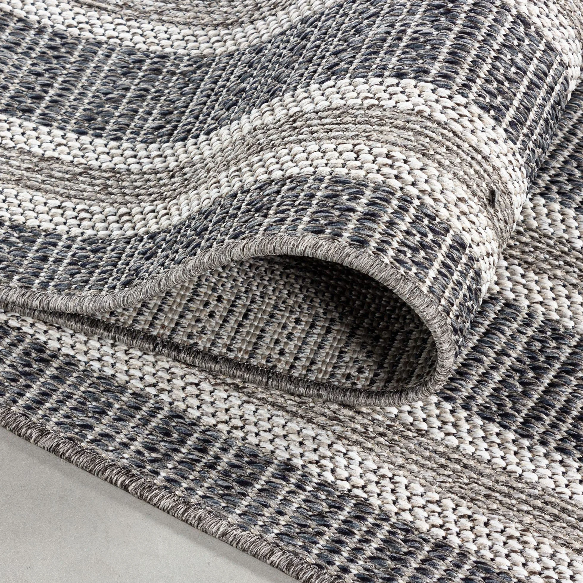 Carpetsale24 Alfombra de Exterior, Color Gris, diseño de Borde, 110118, Alfombra Rectangular, Alfombras para terraza-balcón-jardín o Cocina, 160 x 230 cm