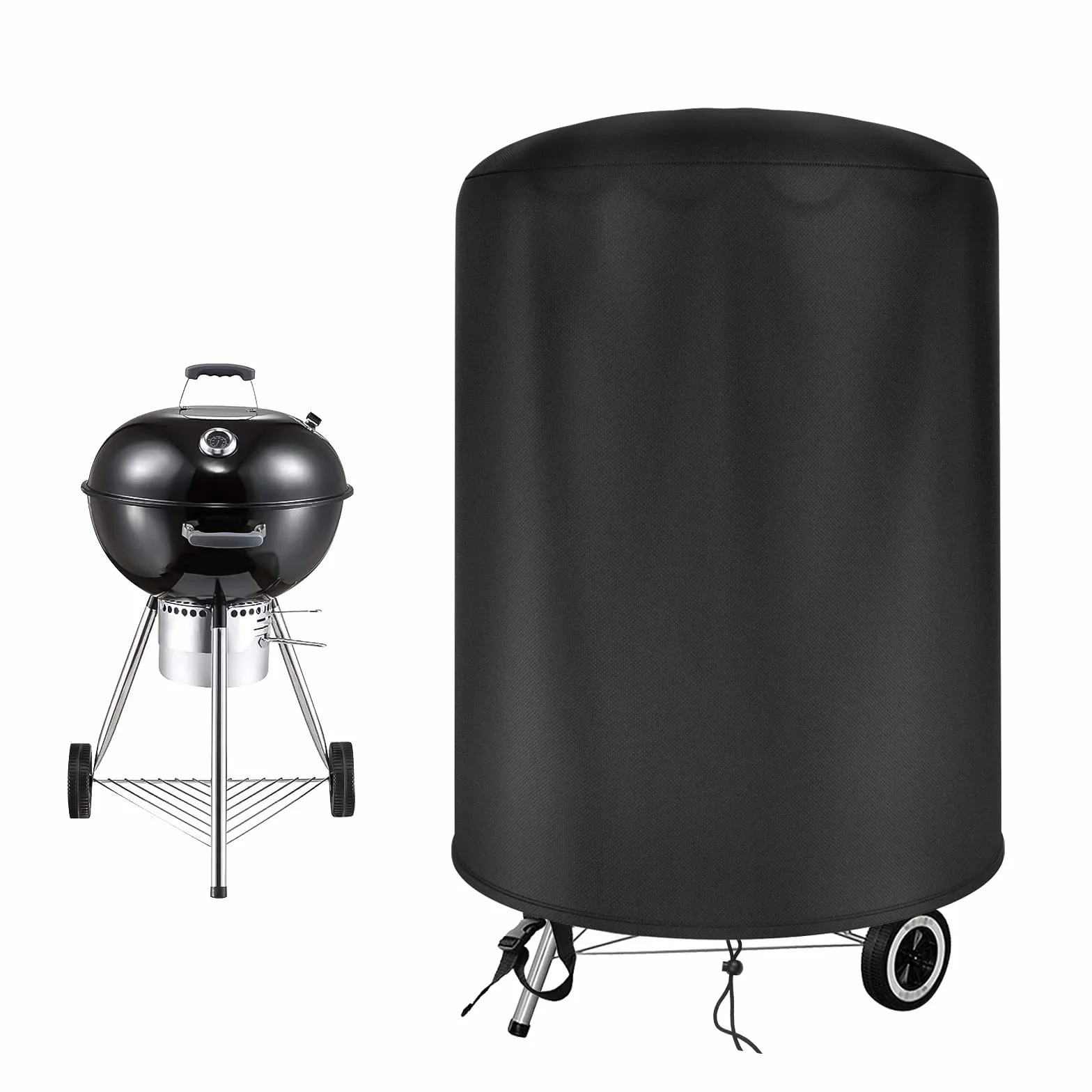 Funda Barbacoa para Weber 57cm Impermeable, Weber Cubierta para Barbacoa Redonda Exterior, 500D Oxford Resistente a la Intemperie Cubierta BBQ de Parrilla(Φ71x68cm)