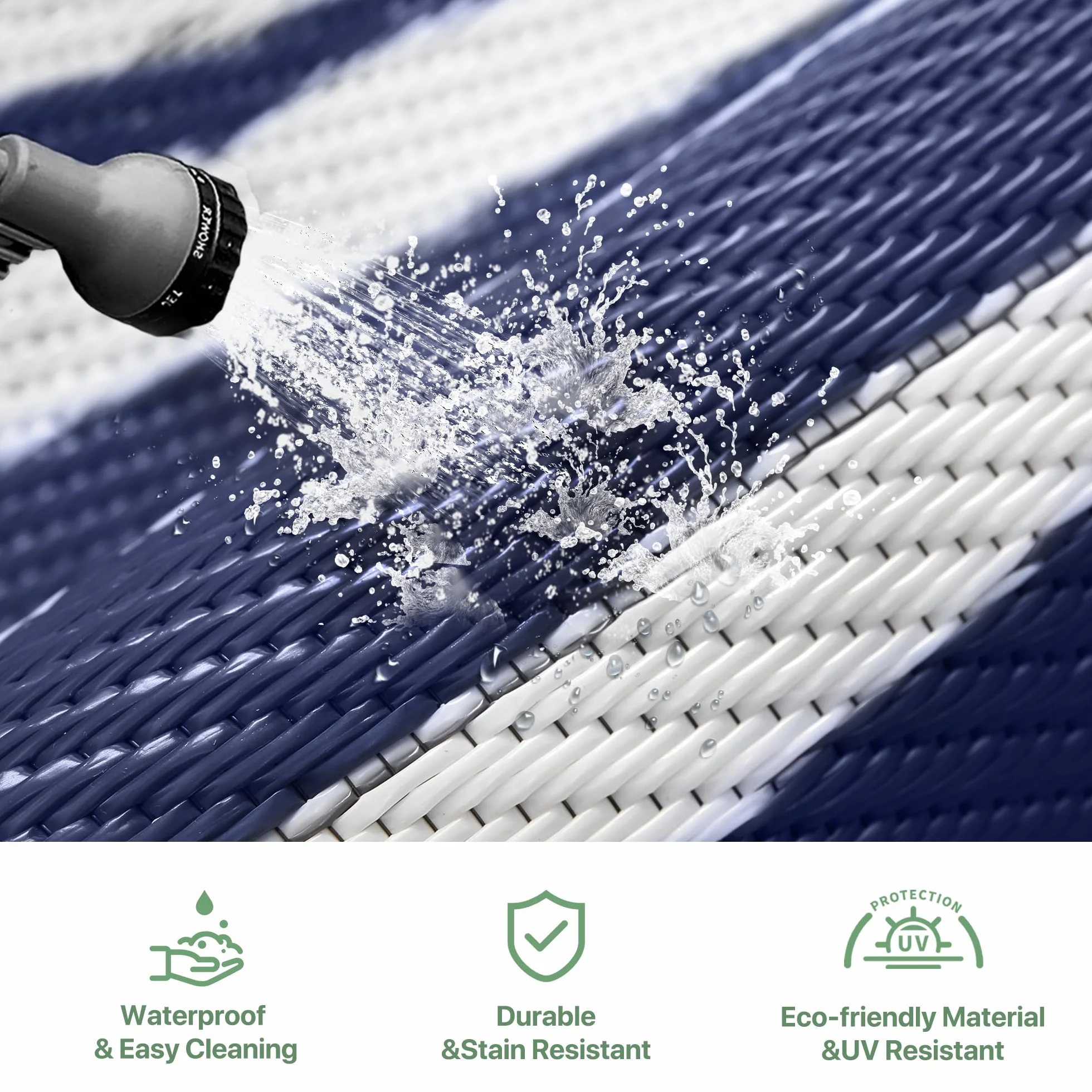 GENIMO Alfombra de exterior impermeable de 9 x 12 pies para patio, plegable, reversible, de pajillas de plástico para remolques de viaje, tapete de exterior para caravana, cubierta, picnic, porche,