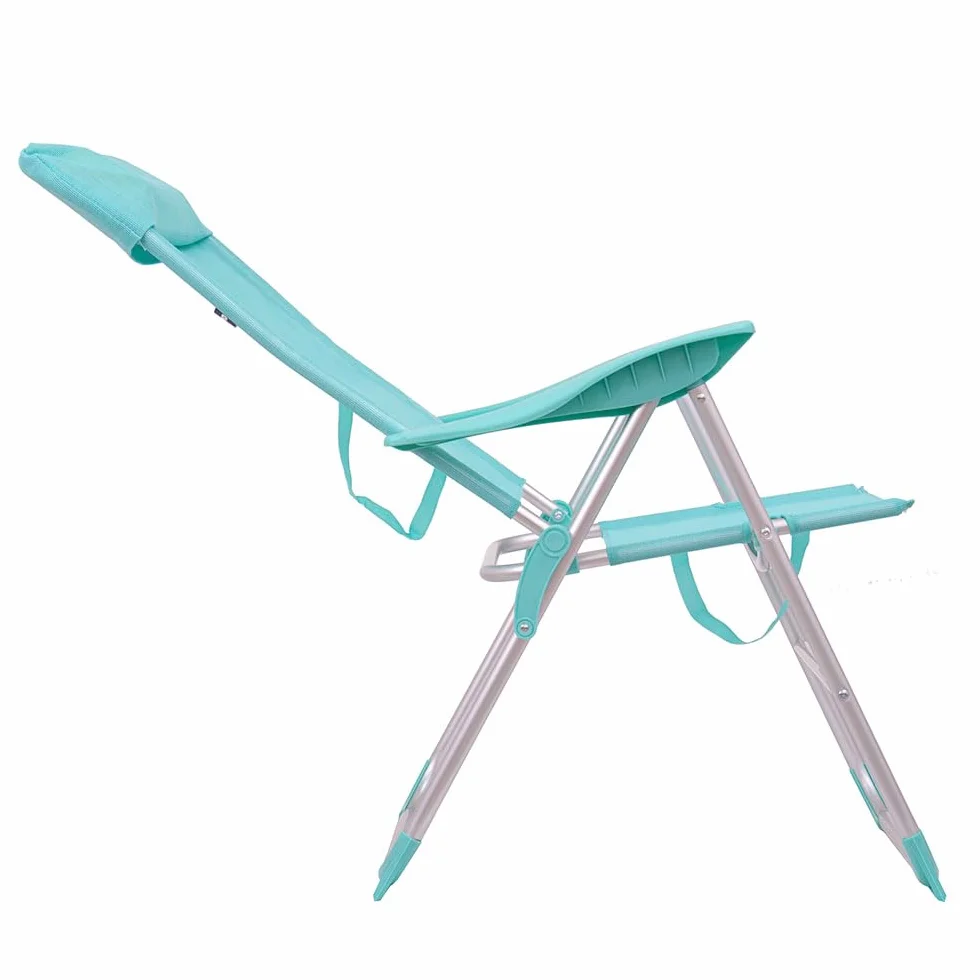 LOLAhome Sillón de Playa Plegable y reclinable de 5 Posiciones de Aluminio y textileno Aguamarina de 63x60x110 cm