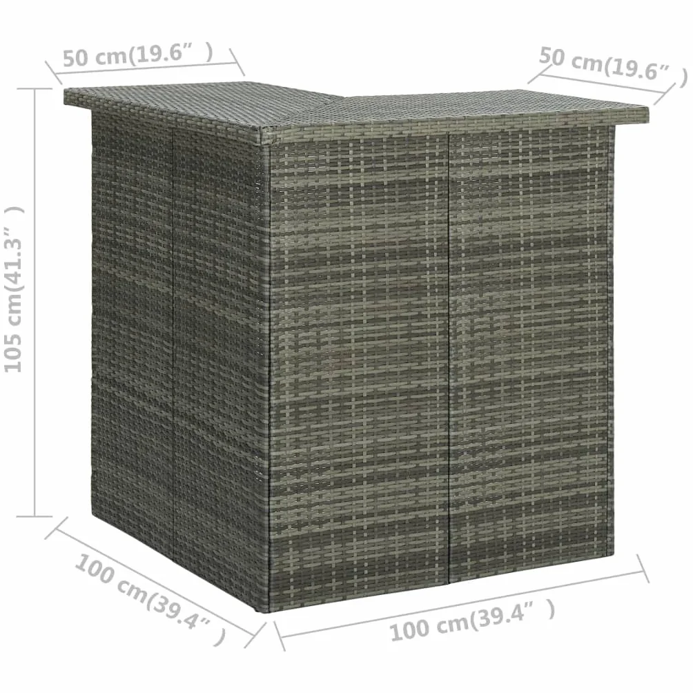 vidaXL Set de Bar para Jardín 8 Piezas y Cojines Asiento Silla Mesa Patio Terraza Barra Bistró Muebles Mobiliario Ratán Sintético Gris
