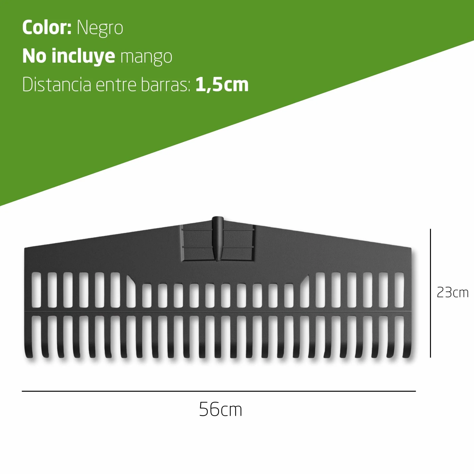 Amig - Rastrillo de Plástico Resistente - Herramienta Ligera para Barrer Hojas y Césped - Recogedor para Jardín y Campo - Púas Flexibles - para Mango Universal de 22mm