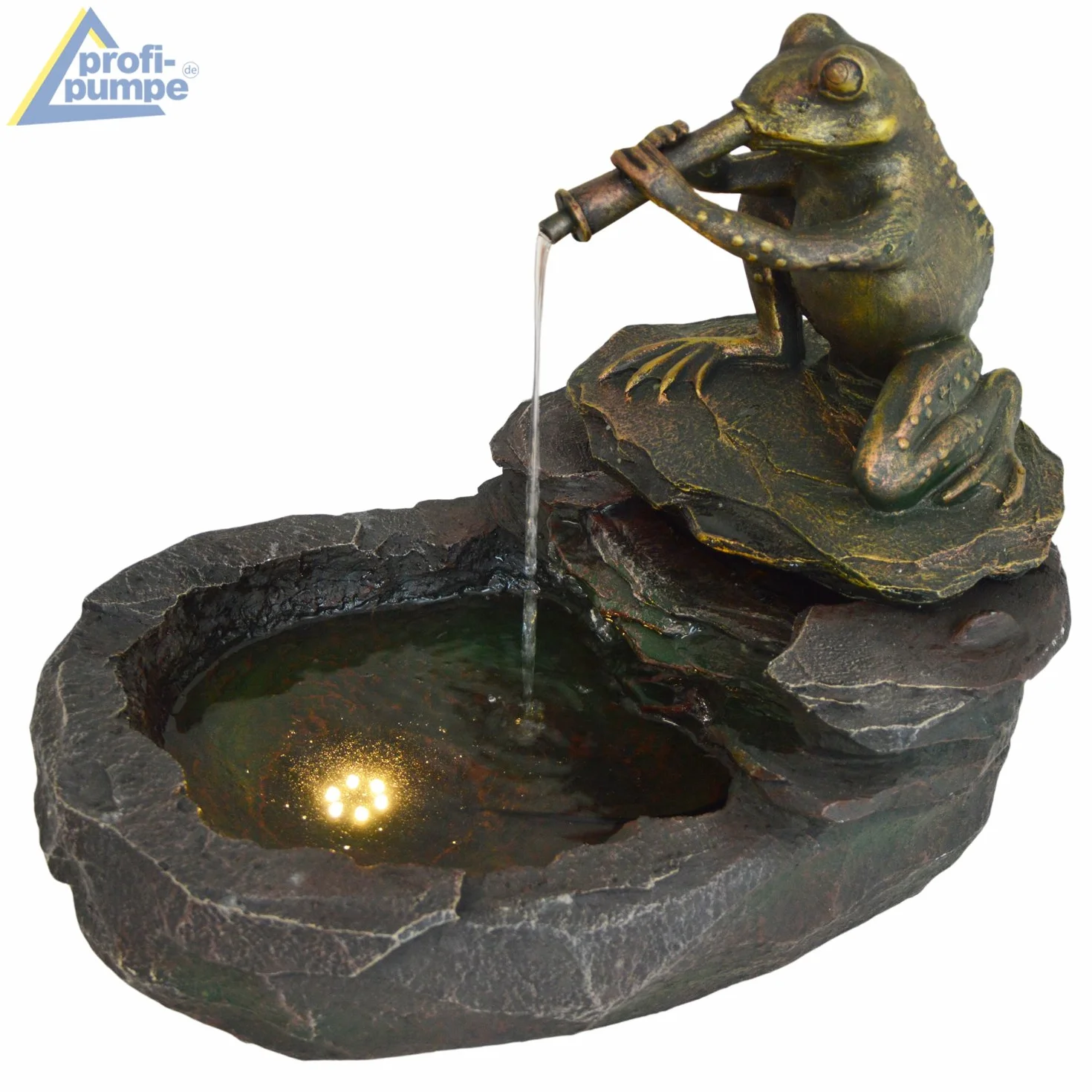 Fuente Exterior - Fuente Decorativa - Fuente EN Cascada - Tazón-Granito-en Cascada - para el Jardin -con batería Li-Ion & luz LED (Fuente -3-230V)