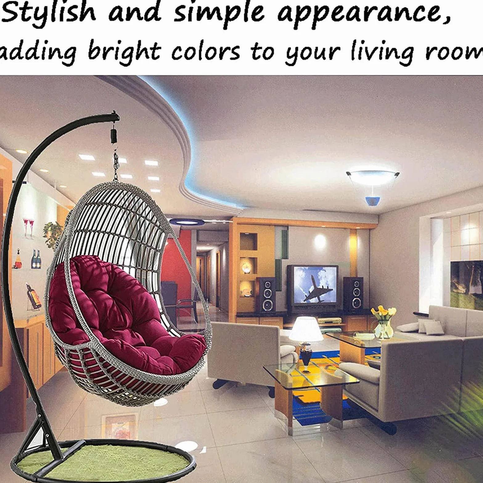 SenhE Cojín para Silla Colgante al Aire Libre, Tipo Huevo, Lavable, con Almohada Ajustable
