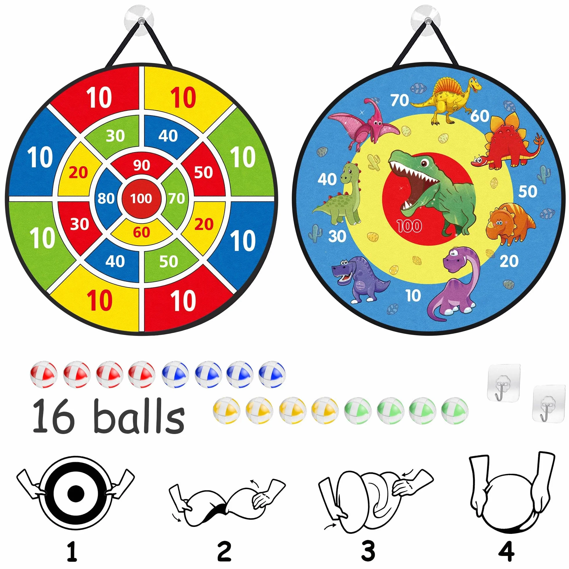 TOMYOU Tablero de Dardos de Doble Cara 66cm con Bolas Adhesivas Juego de Lanzamiento
