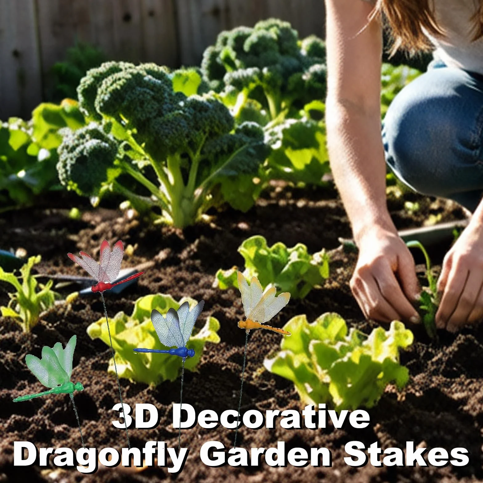 Estacas decorativas 3D de libélula para jardín, decoración de jardín para patio, césped, plantas, macetas, 12 piezas