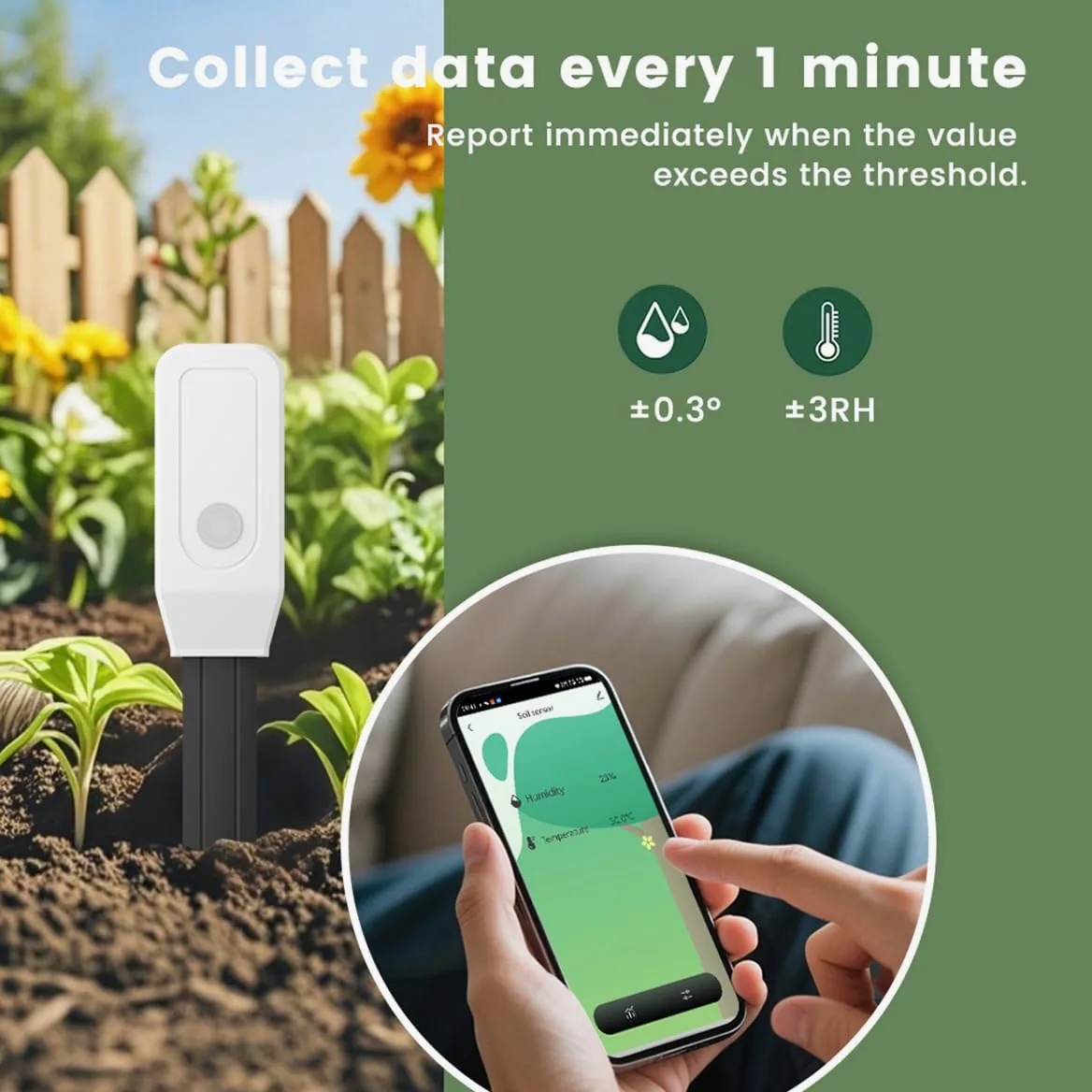 Medidor de humedad del suelo WiFi Smart Life Alexa Sensor inteligente higrómetro para plantas