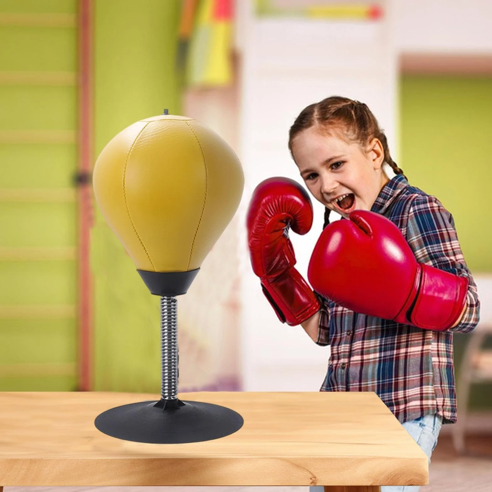 XIAOXIAOYU Saco de Boxeo antiestrés de Mesa con Ventosa - Bolsa de Boxeo Resistente para aliviar el estrés con Bomba
