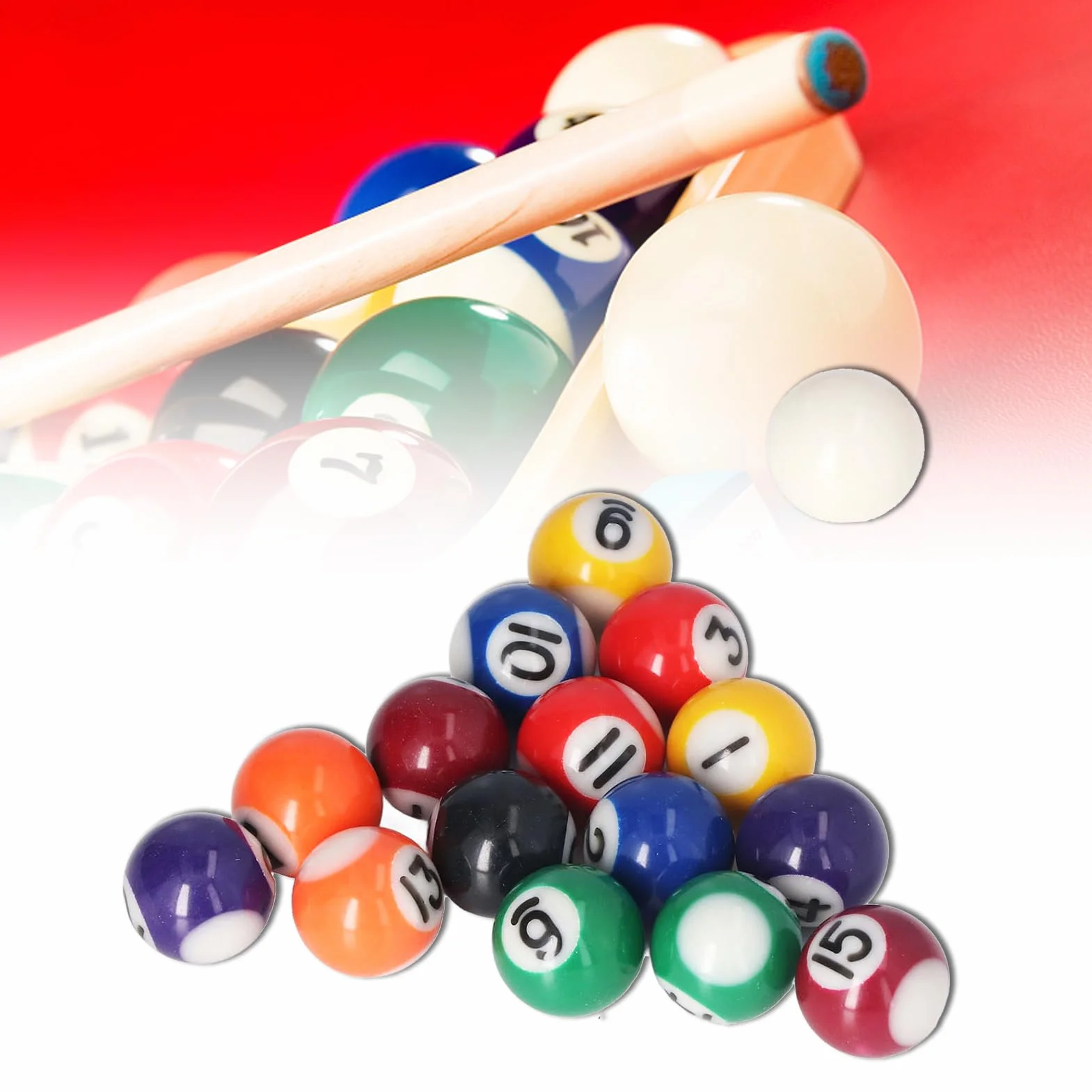 Juego Completo de Bolas de Billar de Resina de Estilo Americano, 16 Piezas de 25 mm