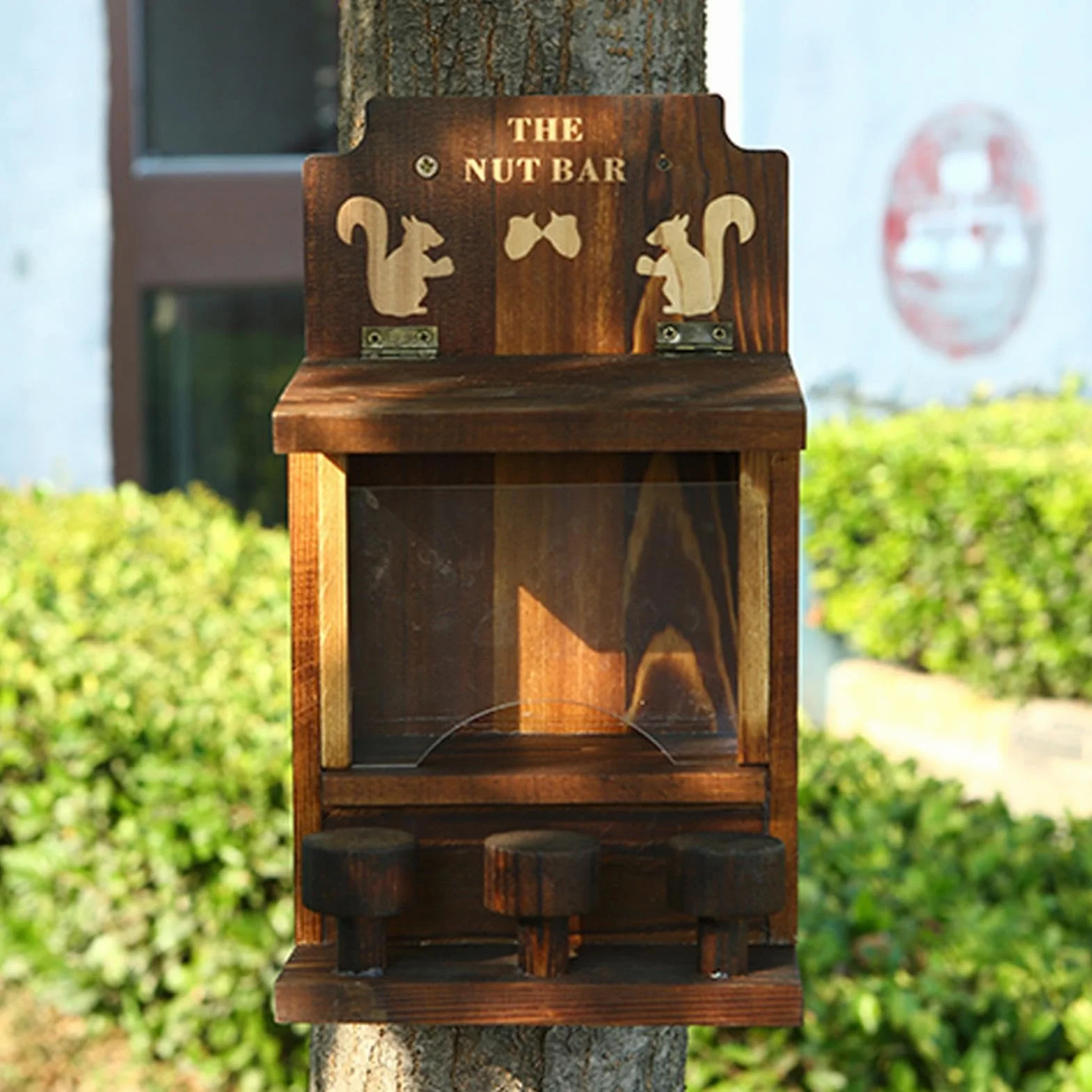 Casa De Ardillas - Casa para Ardillas De Madera - Resistente A La Intemperie Alimentador De Vida Silvestre para Jardín De Invierno Exterior