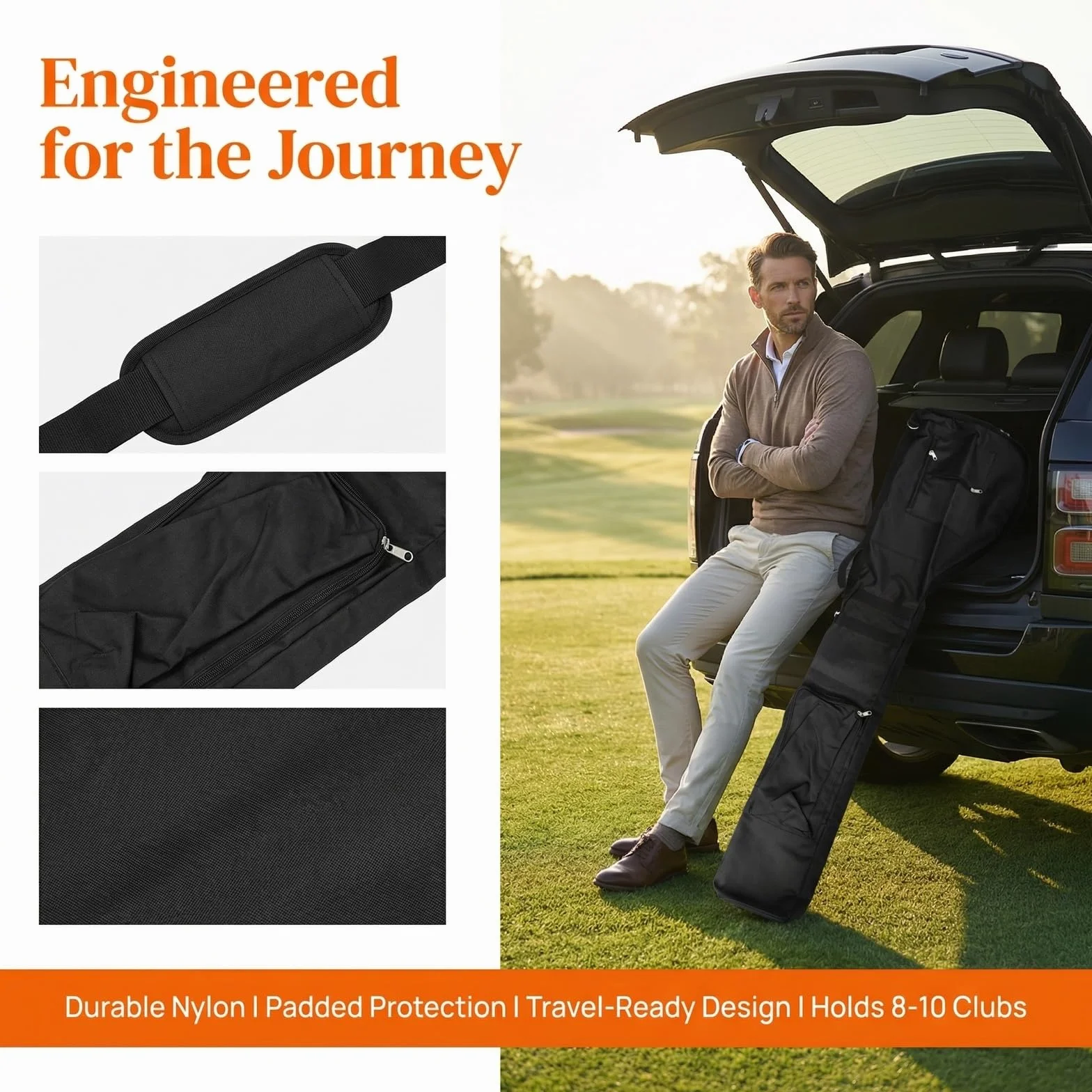 Mini Golfbag Black Bolsa de Viaje Plegable Impermeable para 8-10 Palos de Golf