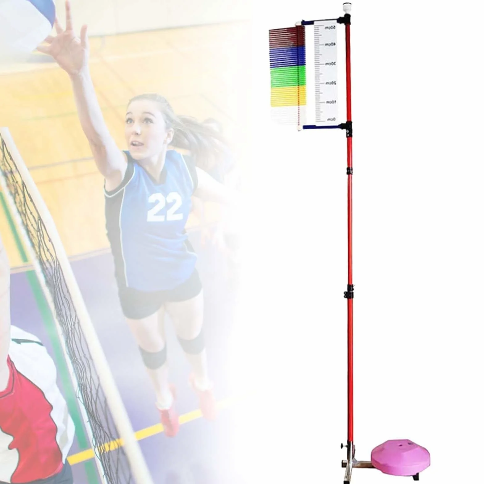 Tester de salto vertical 1.3-3.6m portátil para baloncesto y voleibol