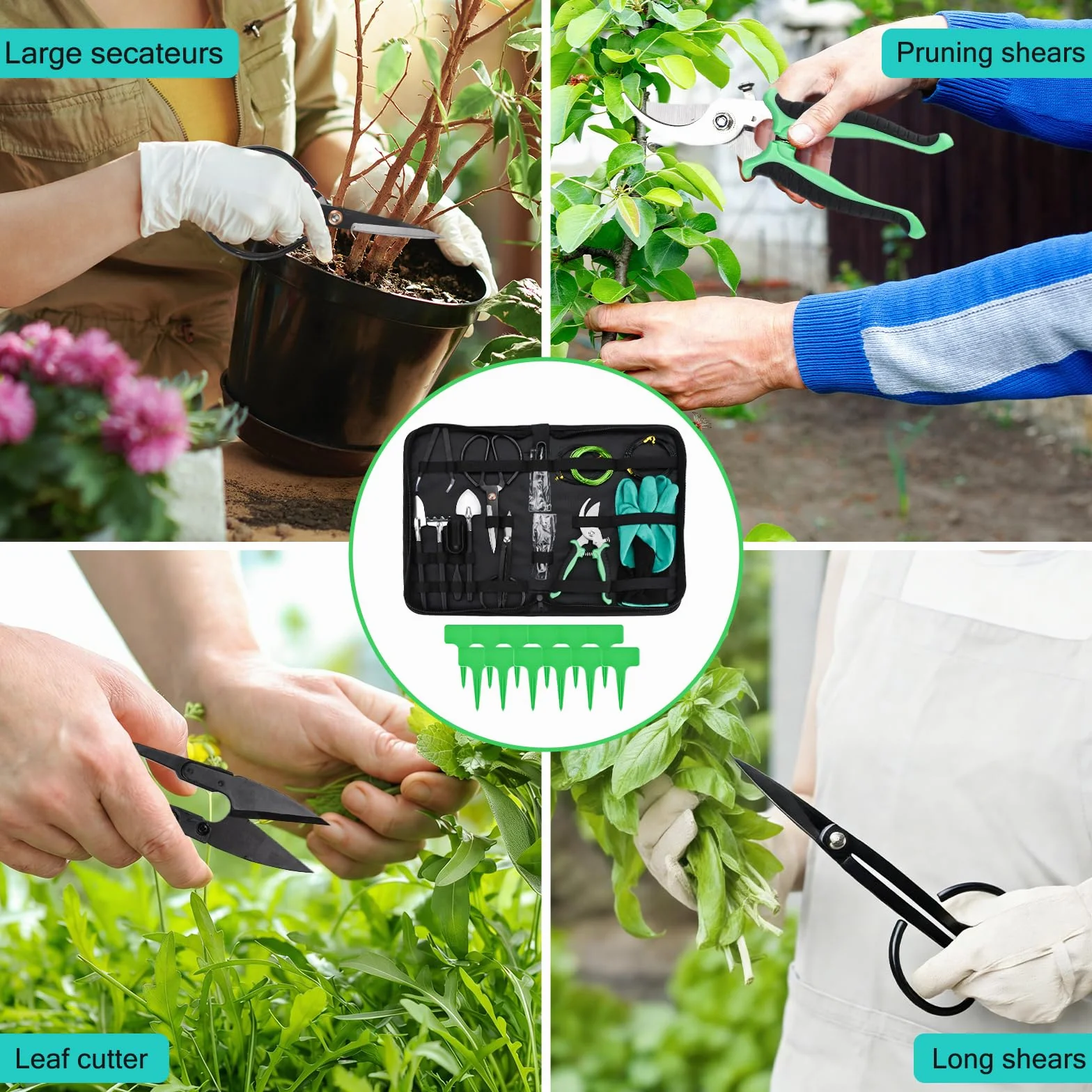 Juego de Herramientas Jardineria, 28 Piezas Kit Bonsai Incluyen Tijeras, Alambre, Mini Rastrillo, Pala y Tijeras de Podar, Las Suculentas Herramienta para Jardineria Casera y Plantas de Balcón