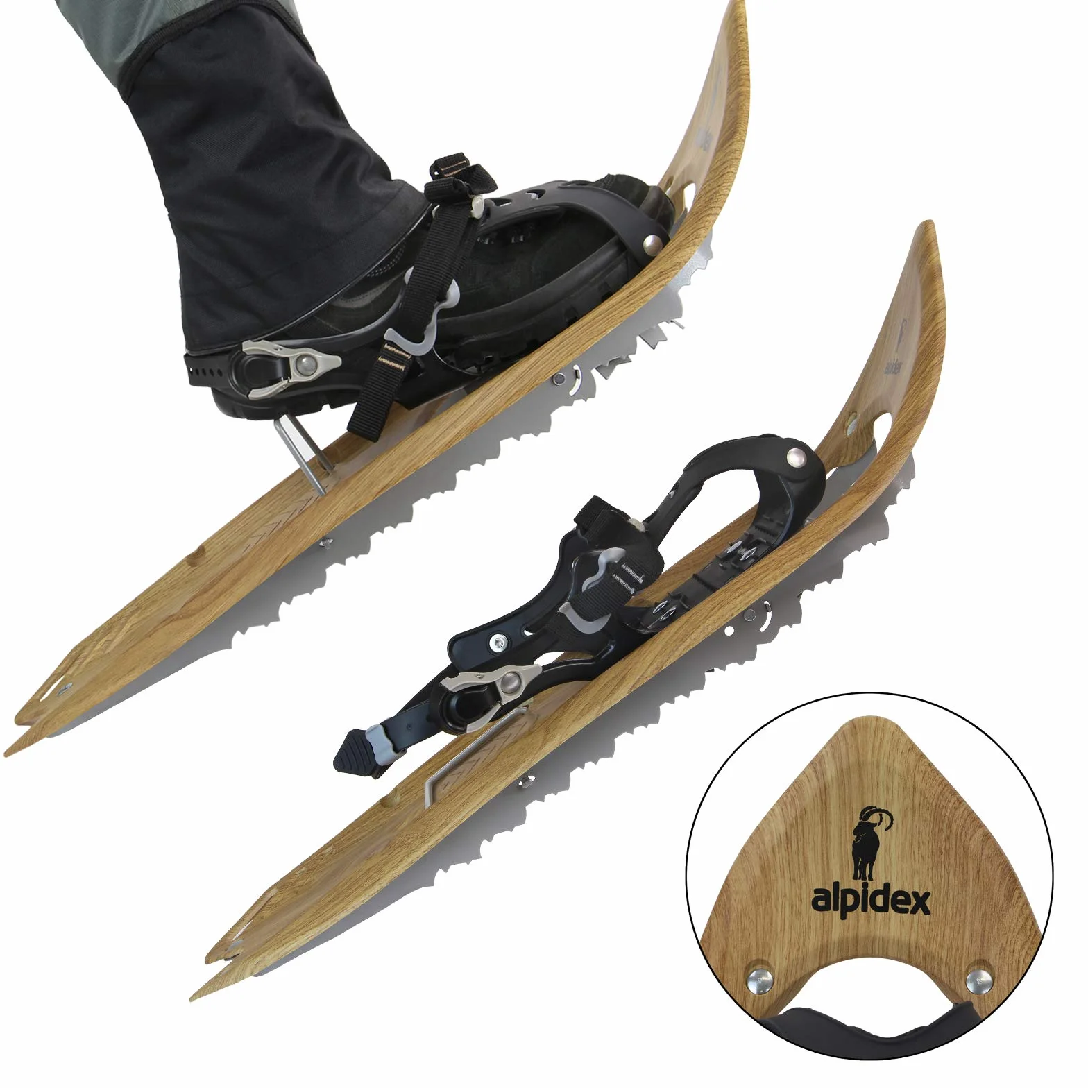 ALPIDEX Raquetas Nieve Estilo Madera Vintage Bolsa Transporte Bastones Carbono