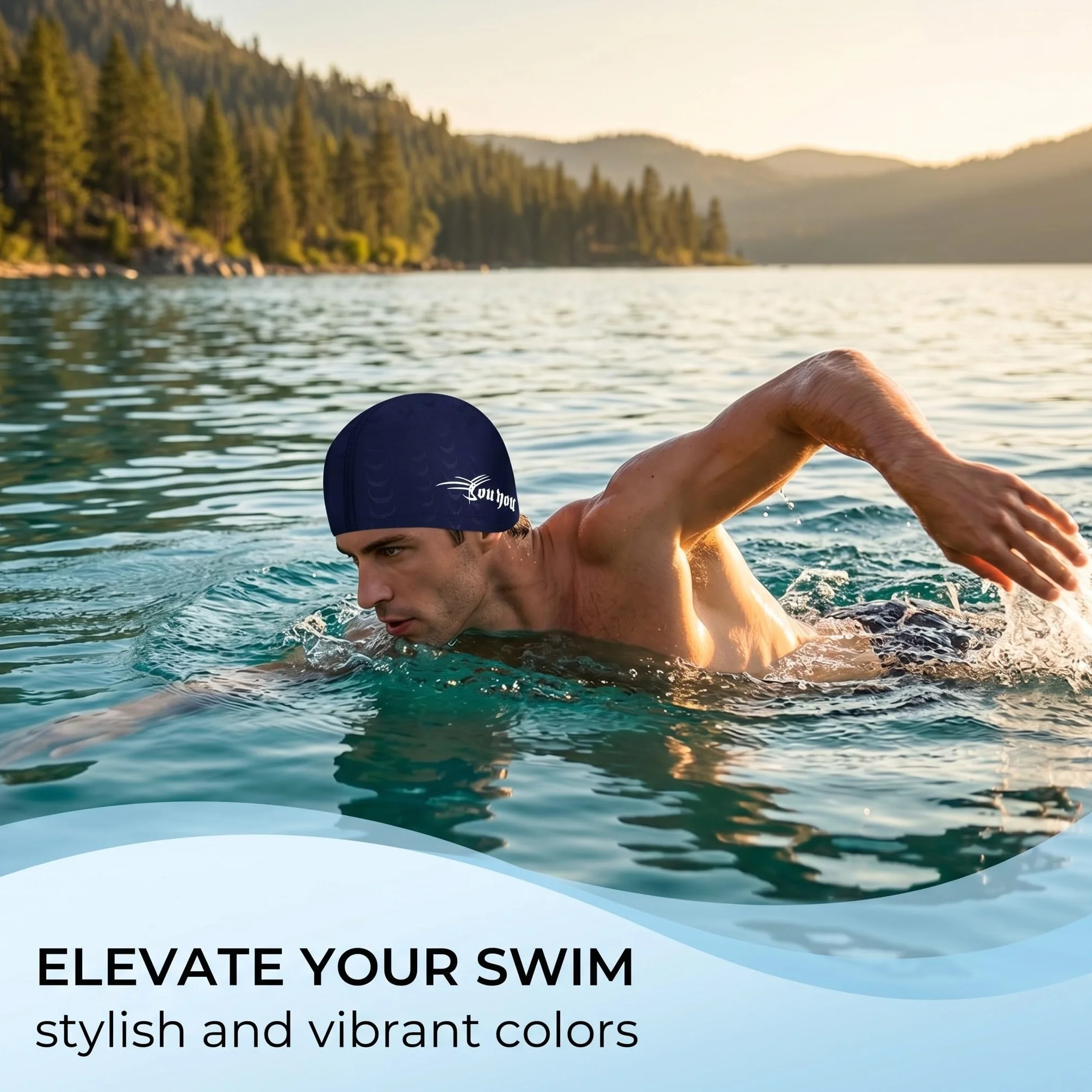 Gorro de piscina hombre tela impermeable - Swimming cap para cabeza grande adulto dos unidades