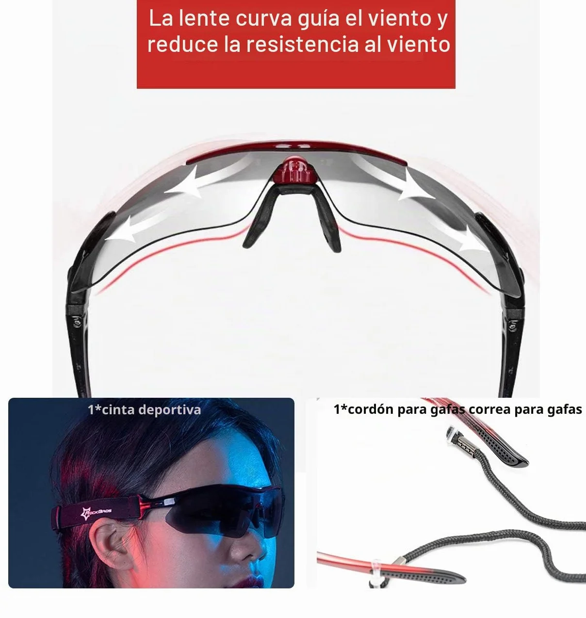 ROCKBROS Gafas de Sol Polarizadas Ciclismo 5 Lentes Intercambiables Protección UV 400