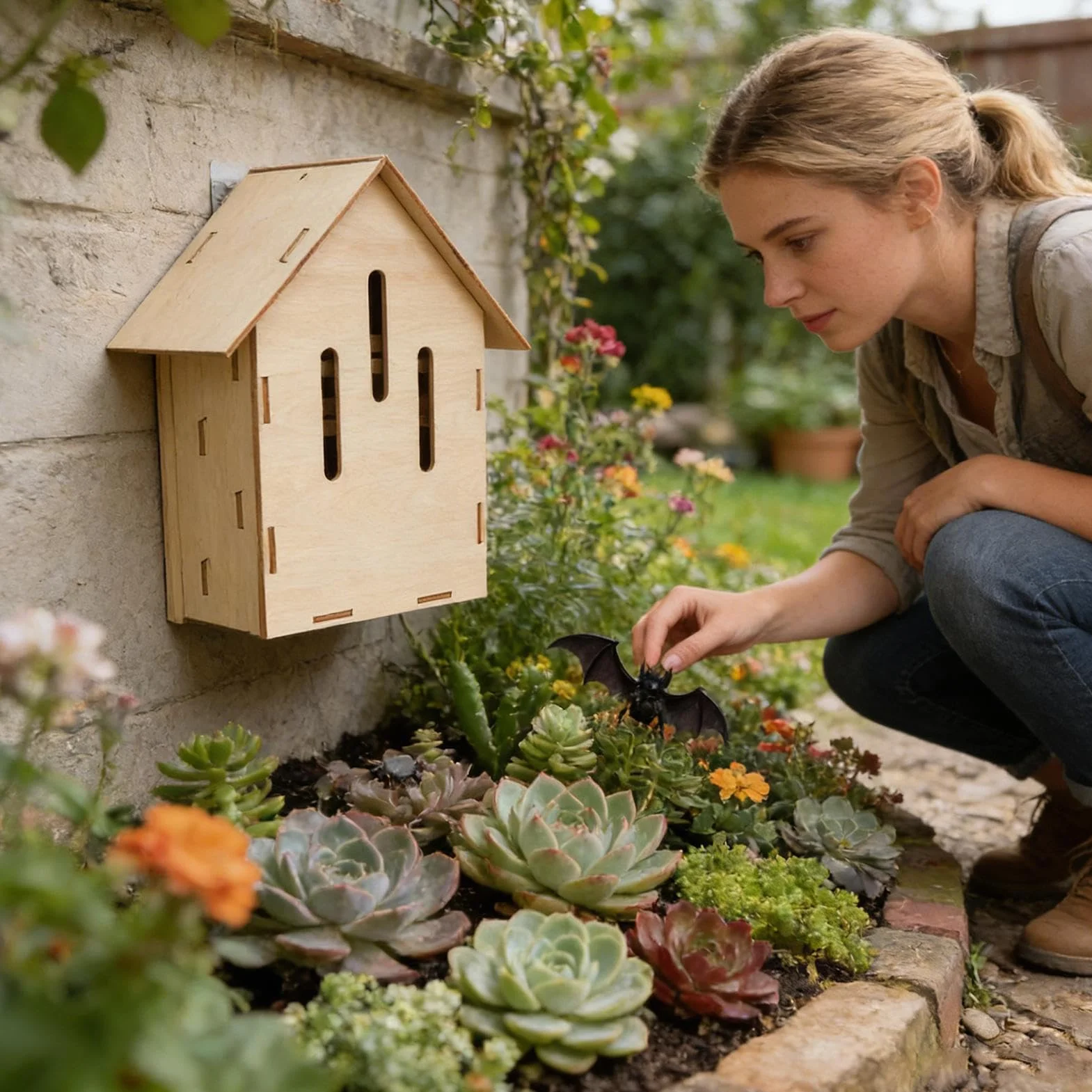 Casa Para Murciélagos: Hábitat De Animales Al Aire Libre De Madera Y Refugio Para Murciélagos En El Jardín | Modelos A 14,5x9x21,5cm C 12x5x16cm, Fácil Instalación Área Silenciosa Y Libre De Depredado
