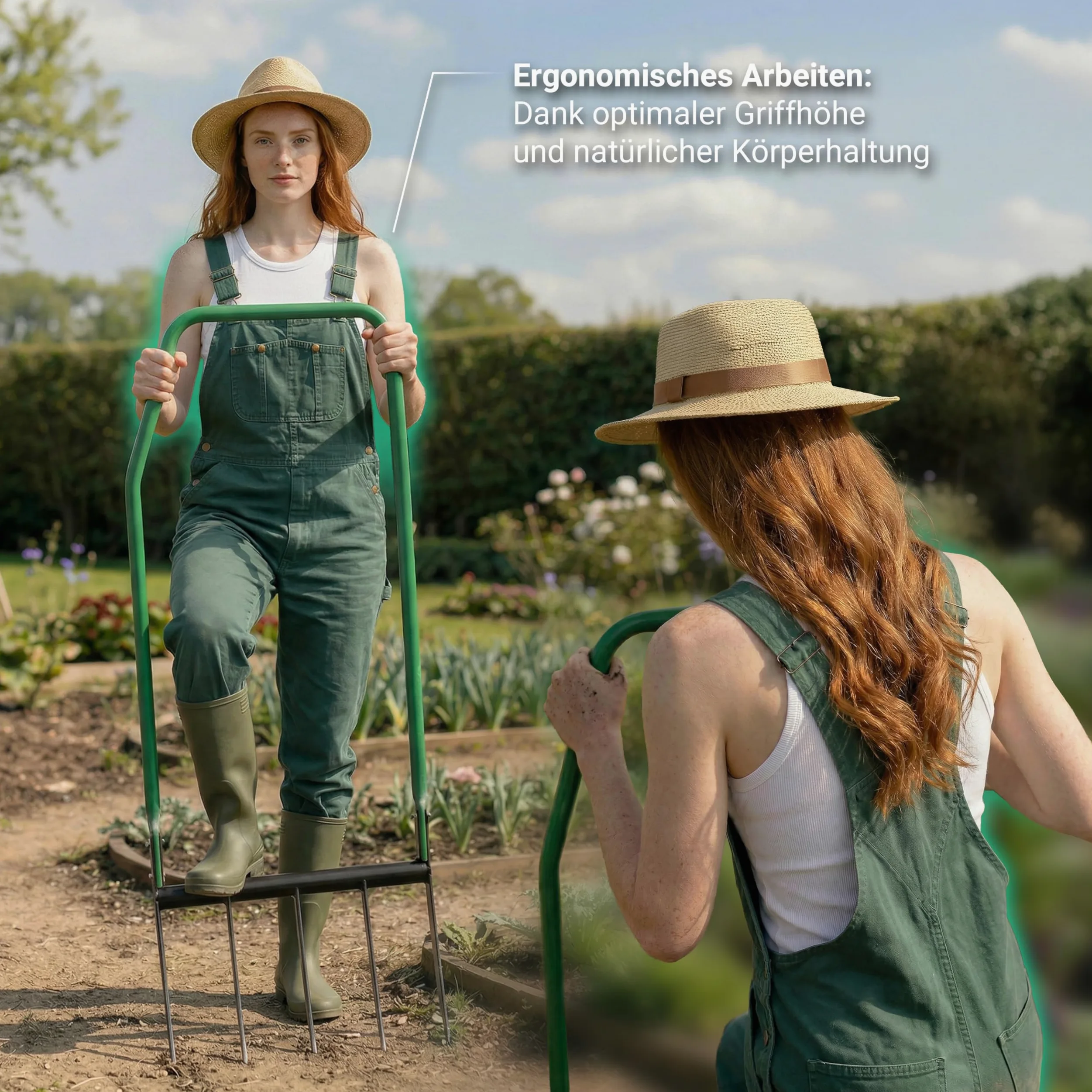 novaterra Horquilla premium con 5 púas – Horquilla ergonómica Broadfork – aflojamiento del suelo que protege la espalda y cavar eficientemente – Tenedor de jardín robusto para macizos de flores