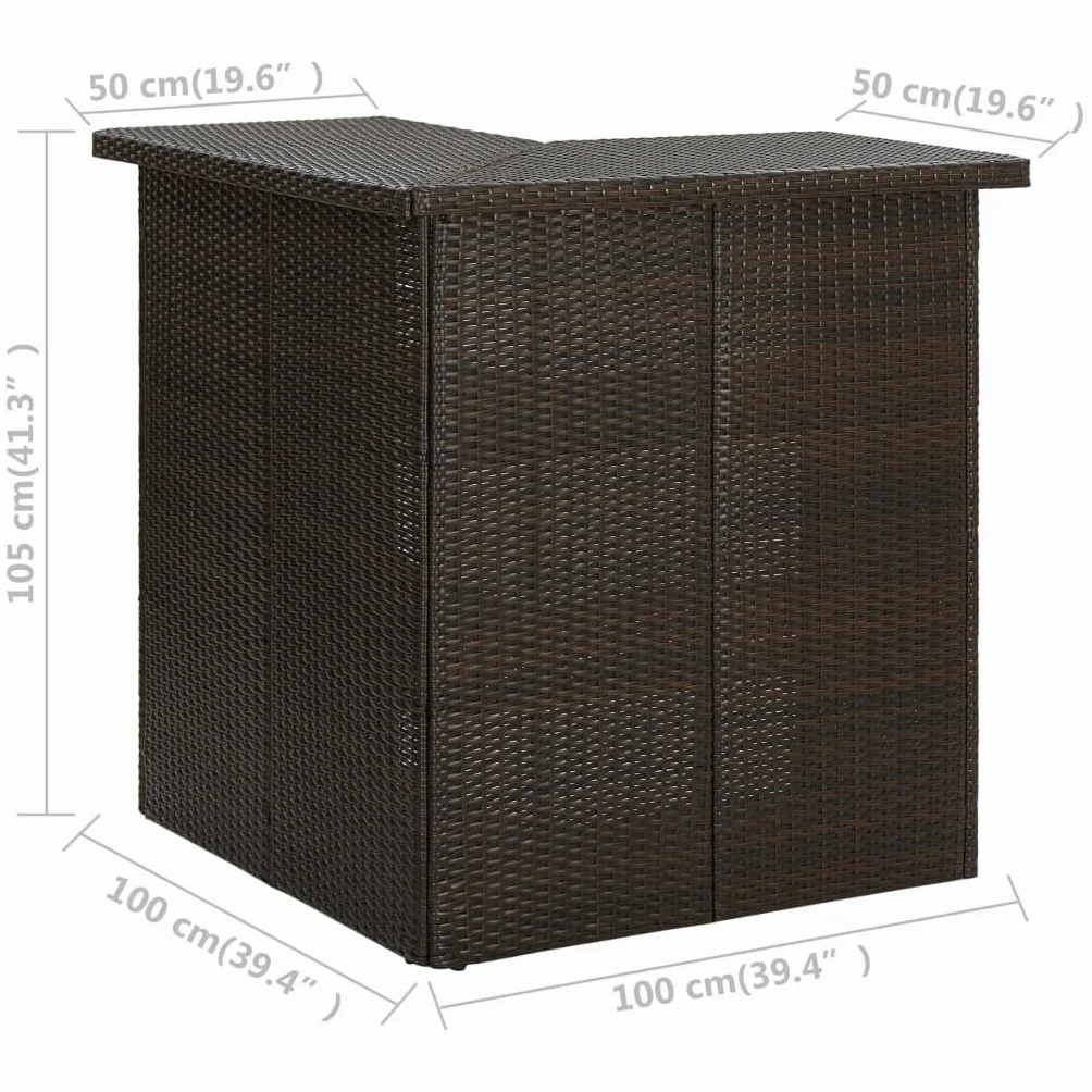 vidaXL Set de Bar para Jardín 4 Piezas y Cojines Asiento Silla Mesa Patio Terraza Barra Bistró Muebles Mobiliario Ratán Sintético Marrón