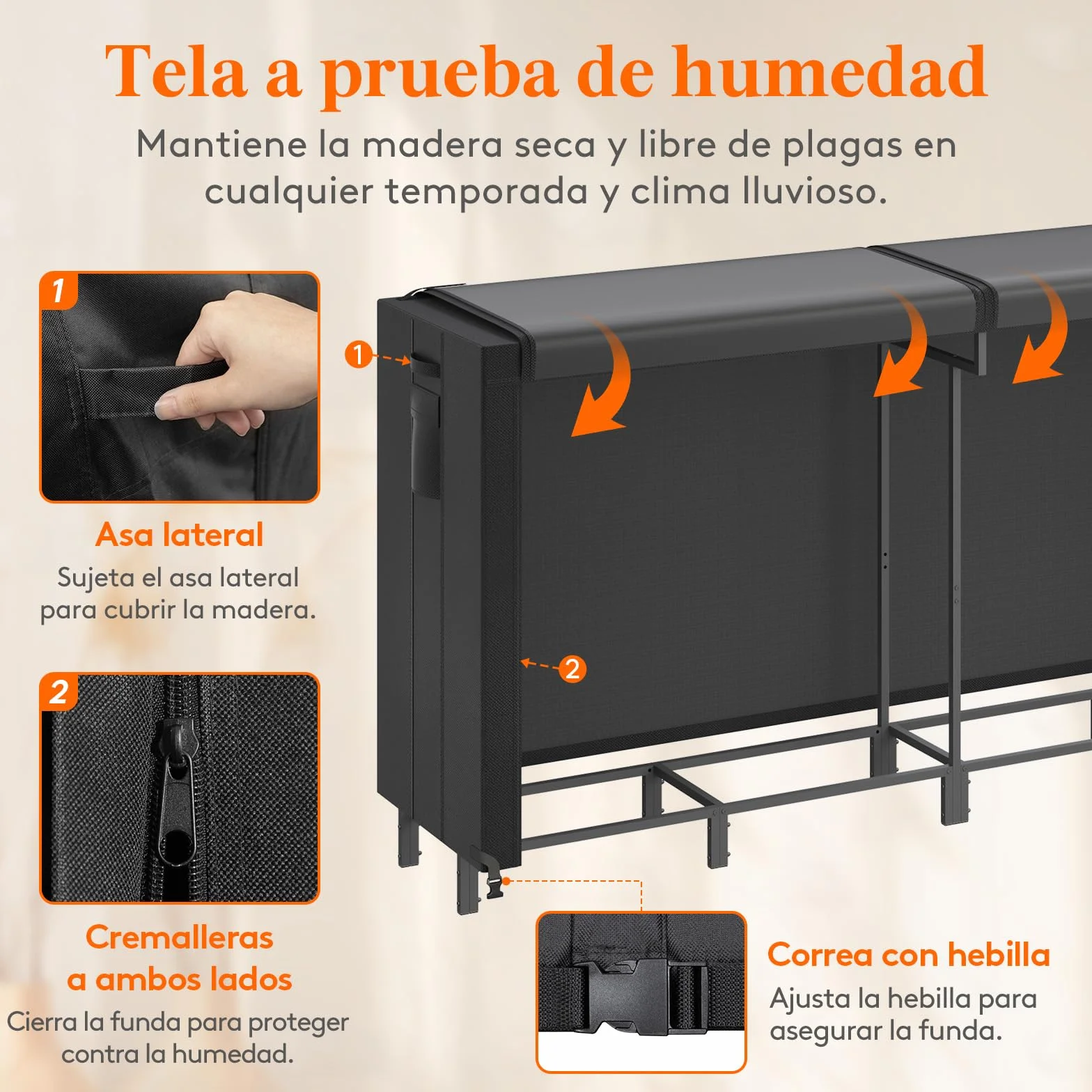 Lifewit Estante Almacenamiento Leña con Cubierta Impermeable, 365.8×58,5×122cm Estante Resistente para Troncos, Soporte para Leña, Registro de leña con Tapa para Chimeneas, Pozos de Fuego