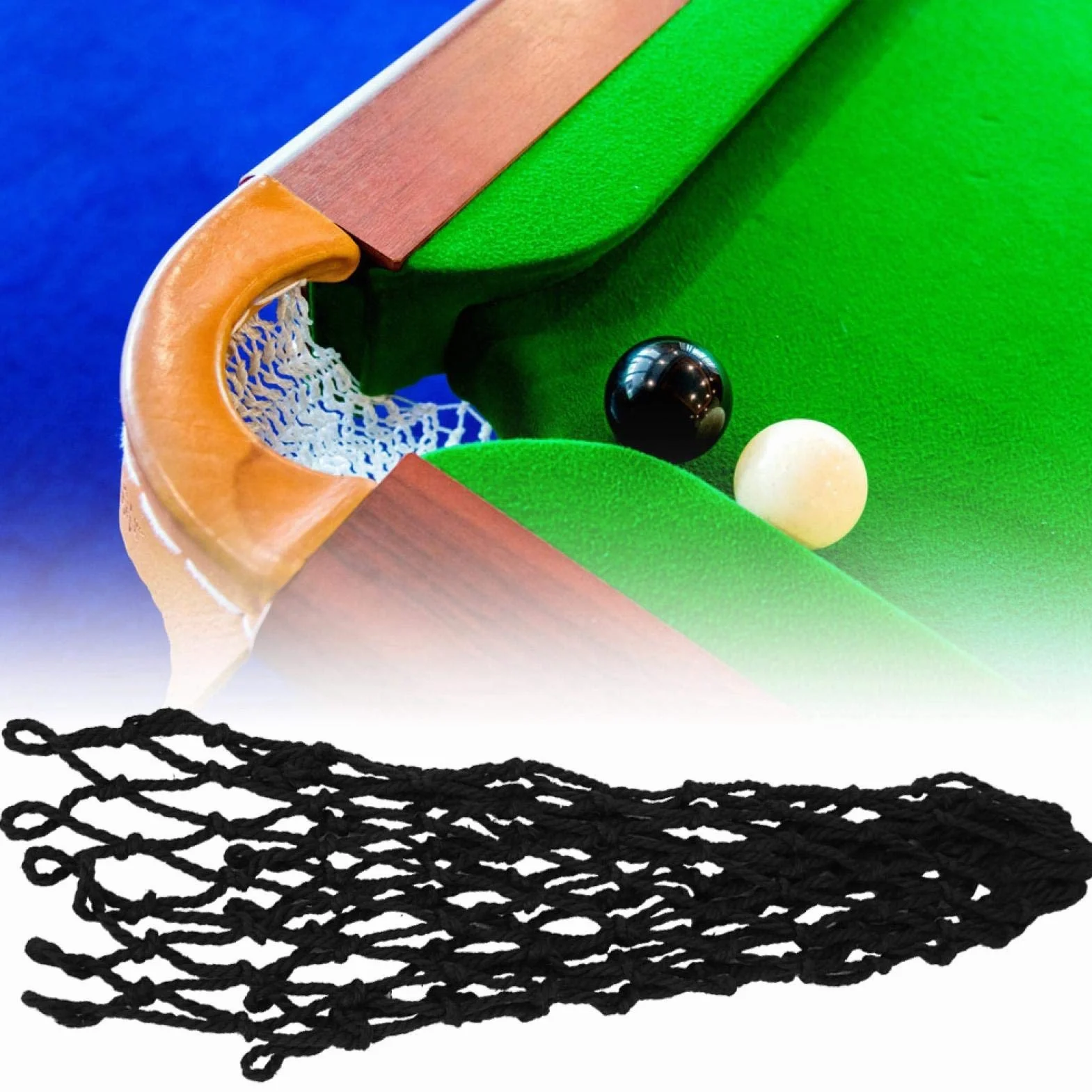 Bolsa de Malla de Billar de Nylon 6PCS Set para Mesa de Billar Negro