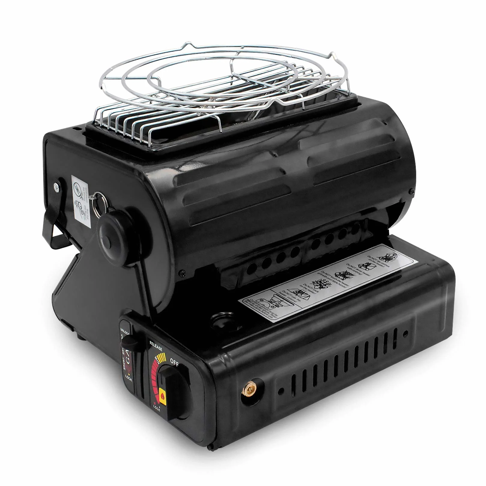 Yinleader Calefactor de gas cerámico para exterior, camping, 1,3 kW, negro