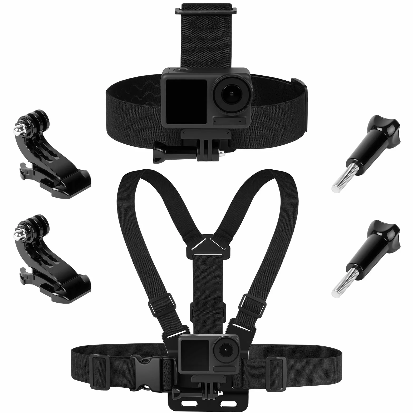 Set de Accesorios para Cámara de Acción GoPro, Arnés de Pecho y Correa de Cabeza Ajustable