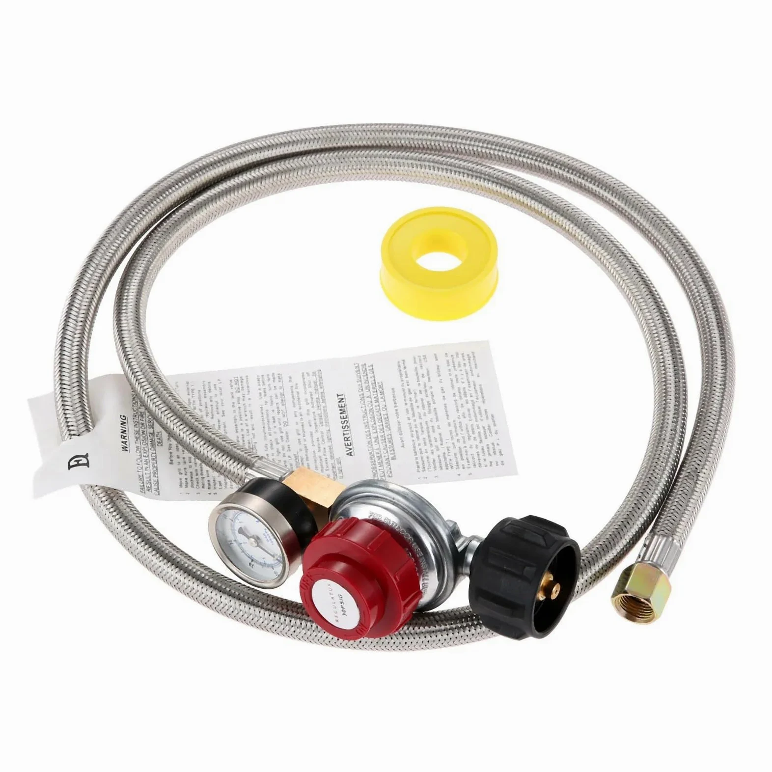 Regulador de propano Ajustable de Alta presión de 0 a 30 PSI con indicador de Nivel de Gas, Cinta for Rosca de tubería