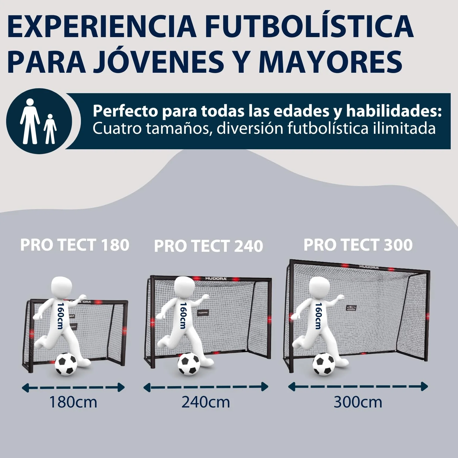 HUDORA Portería de Fútbol Pro Tect - Portería acolchada con red para niños y adultos