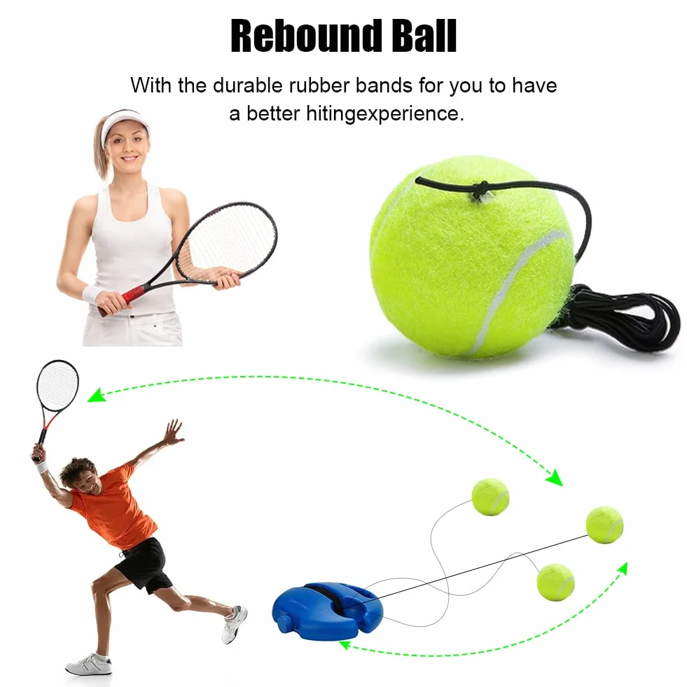 FARYODI Juego de entrenamiento de tenis con base y 2 pelotas para niños y adultos al aire libre