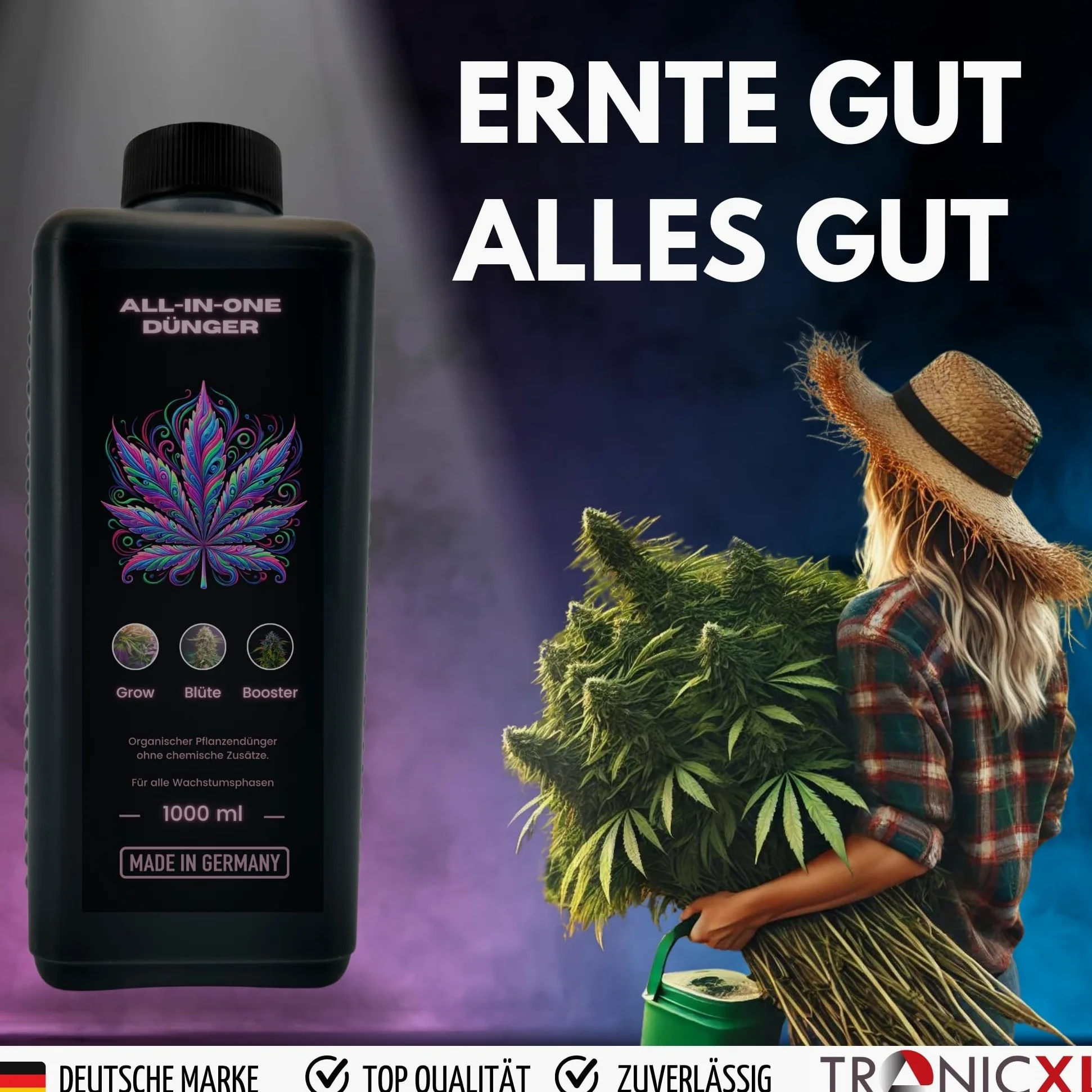 TronicXL Fertilizante premium de 5 litros I All in One I Indoor & Outdoor para la fase de crecimiento y floración, compatible con Growbox Grower 5 litros Grow & Blüte Starter Set Try Pack