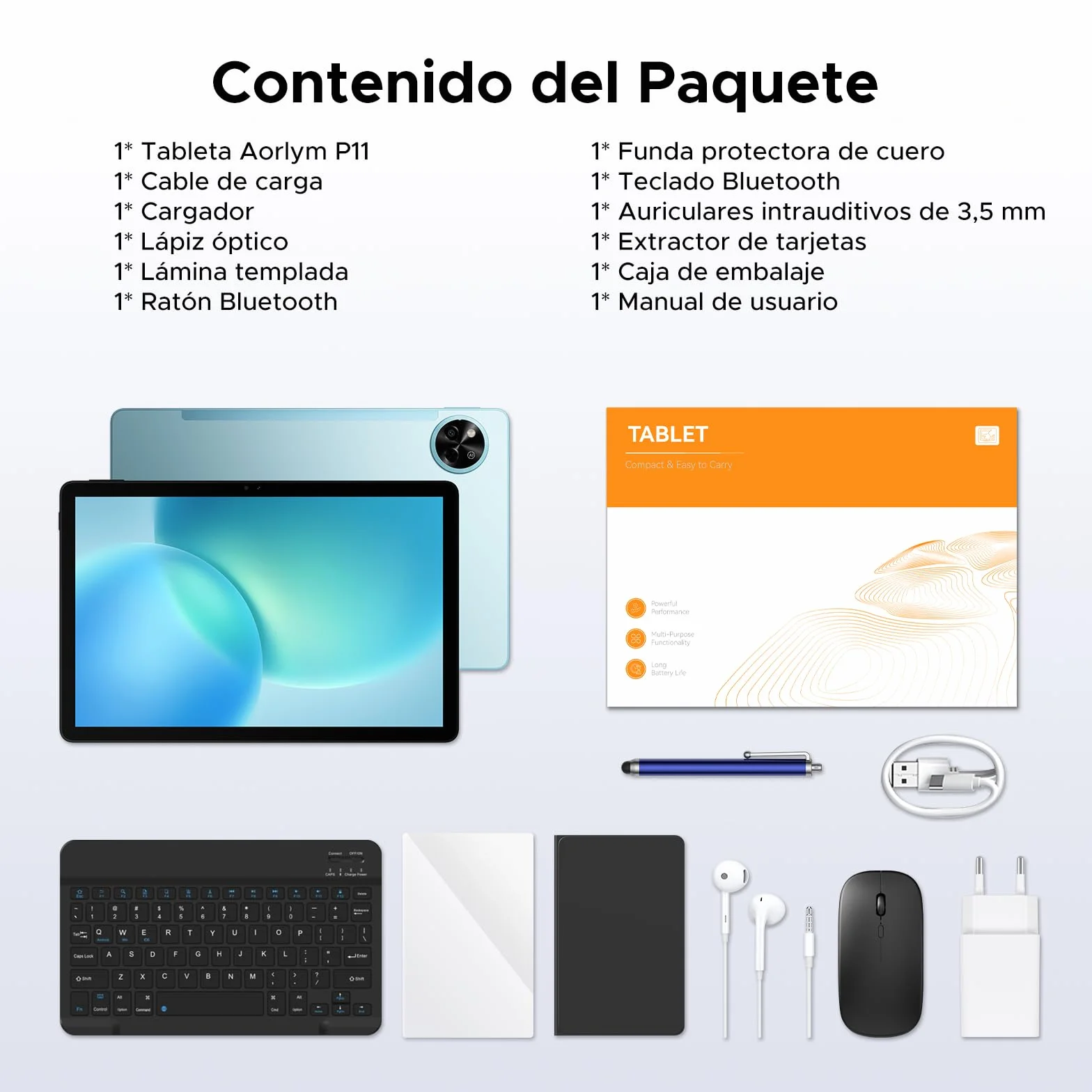 P11 Android 16 Tablet 11 Pulgadas, 48GB RAM 128GB ROM, 90Hz, T7250 Octa-Core, 8800mAh, Gemini AI, Widevine L1, Azul