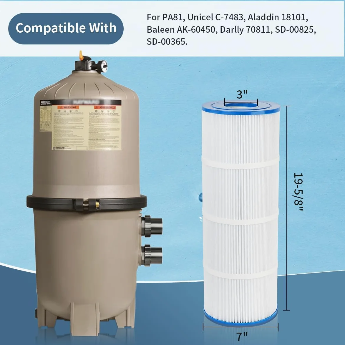 Paquete de 4 Cartuchos de Filtro de Repuesto para SwimClear C3025, C3030, PA 81, C-7483, FC-1225, FC-6425, Ultral-A3 Filtro para Piscina de SPA
