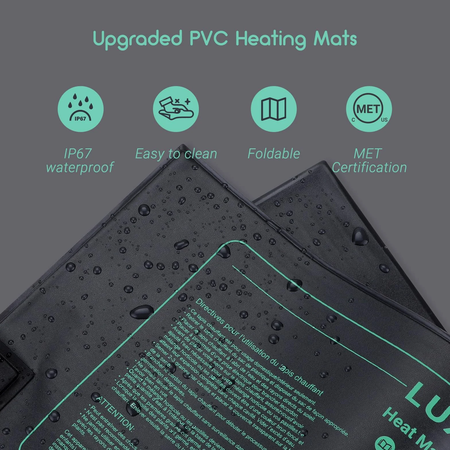 Luxbird Alfombrilla térmica para plántulas y Controlador de termostato, 21W Mantas calefactoras, Esterilla Calefactora para Siembra y Germinación en Interiores 2 Pieza Esterilla calefactora