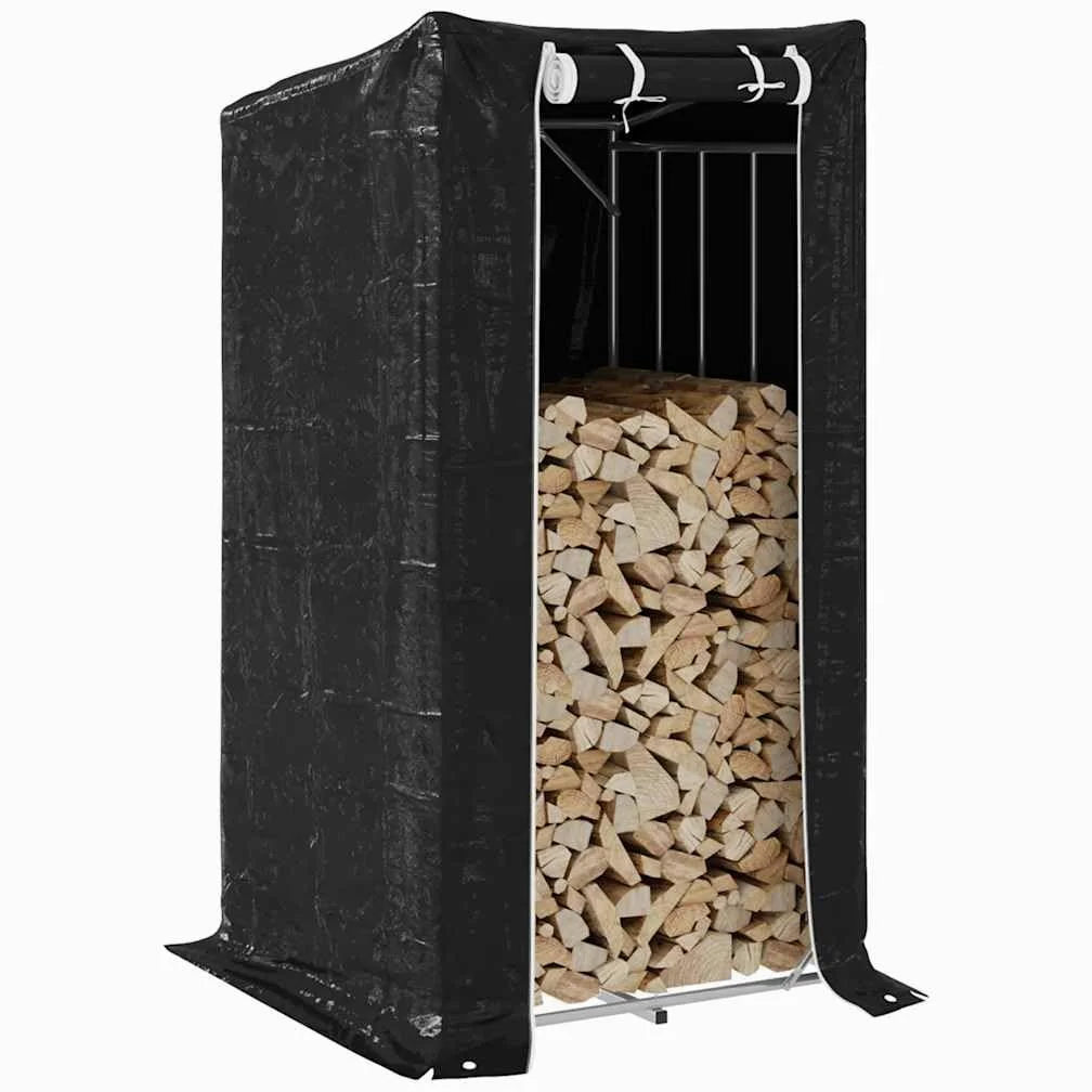 Estantería para leña con protección contra la lluvia, 100 x 100 x 200 cm, de acero galvanizado, para guardar leña para chimenea, para exteriores, funda para lluvia con cremalleras, máx. 180