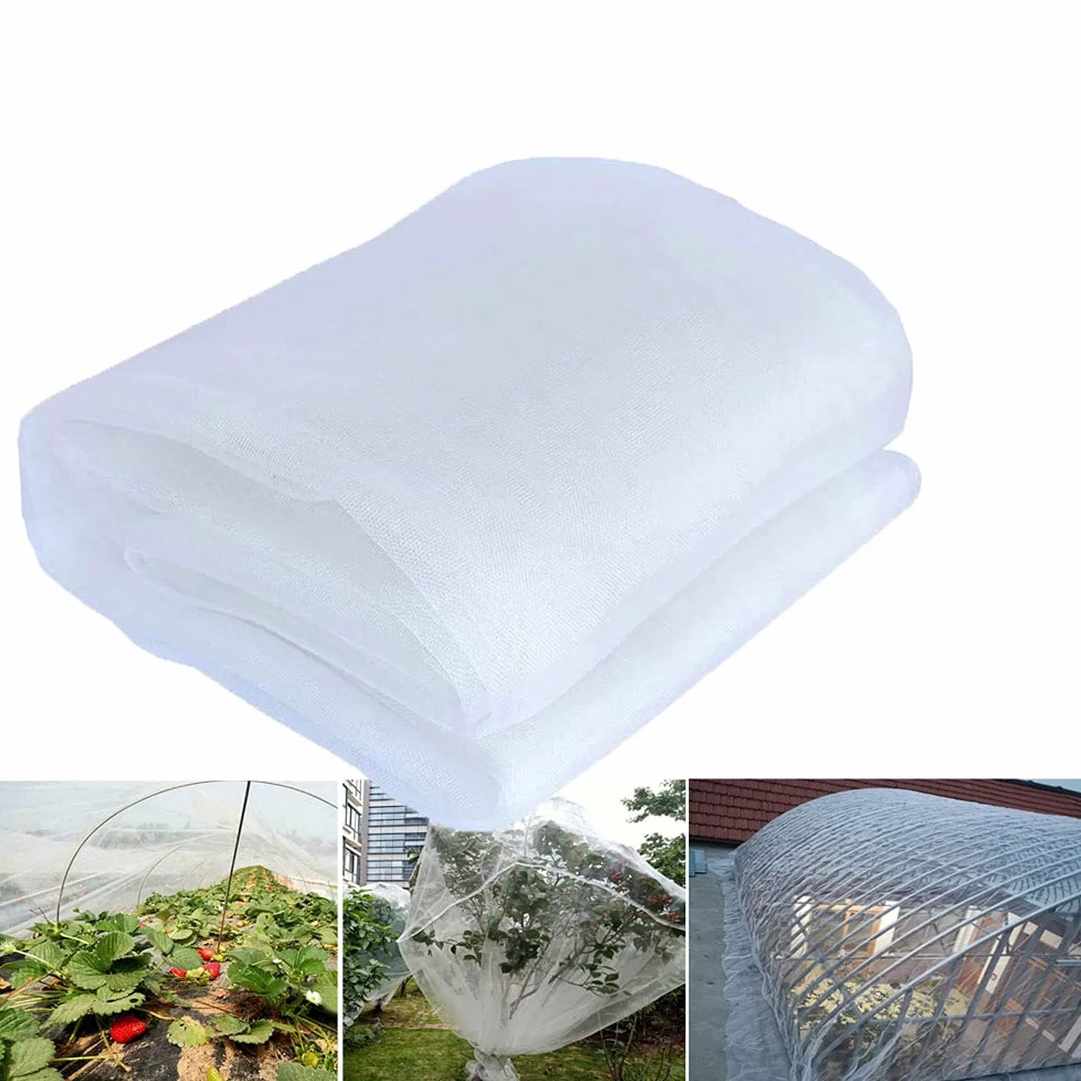 Red Anti-Insectos Protección de Verduras Túnel de Cultivo Jardín Malla Fina Red de protección de Plantas Frutas Flores Cultivos Anti-Mosquitos Red Anti-pájaros(0.6mm,2.4m x 30m)
