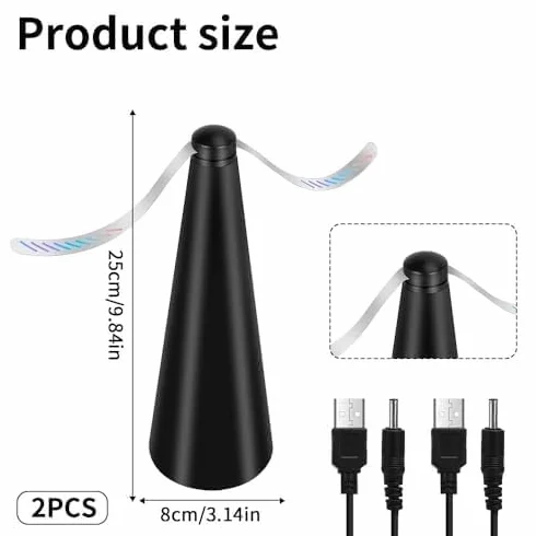 Ventilador Repelente de Moscas, 2PCS Protectores de Moscas Antimoscas, Plegable Fly Repeller, Recargables Ventilador Antimoscas para Hogar Jardín o terraza
